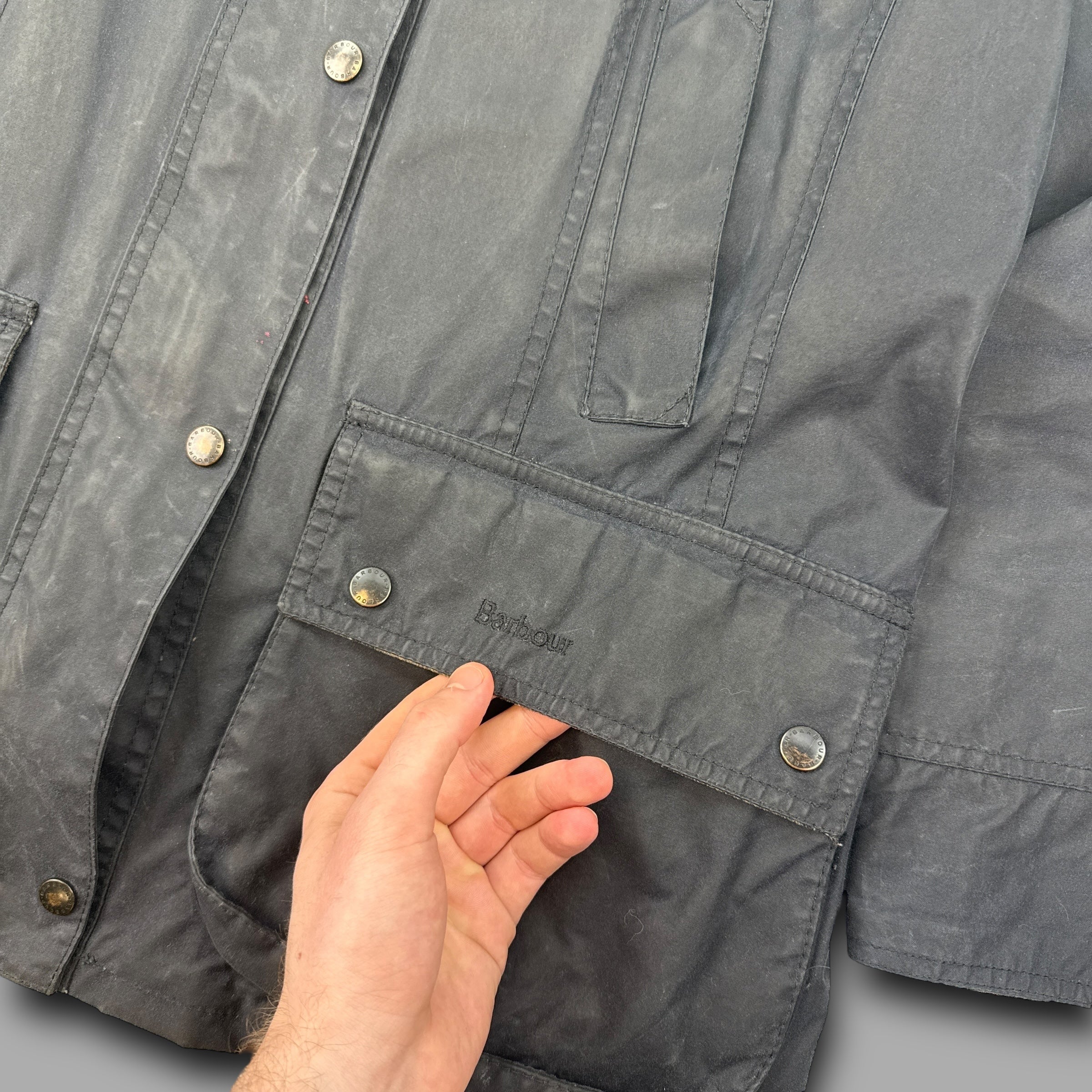 Barbour 2000's beadnell technical zip-up waxed jacket (S-M)