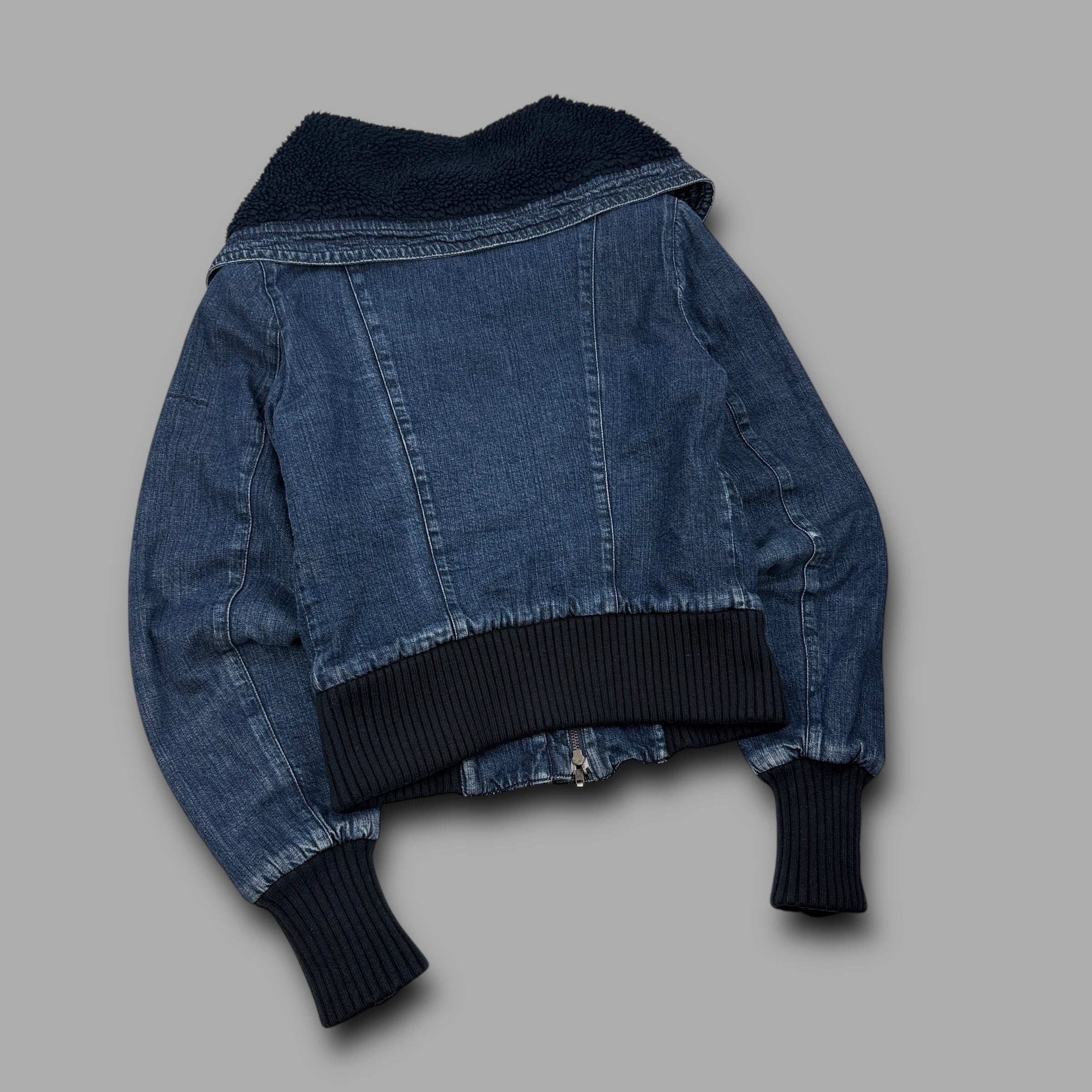 Fornarina 1990's sherpa lined denim bomber jacket (S)