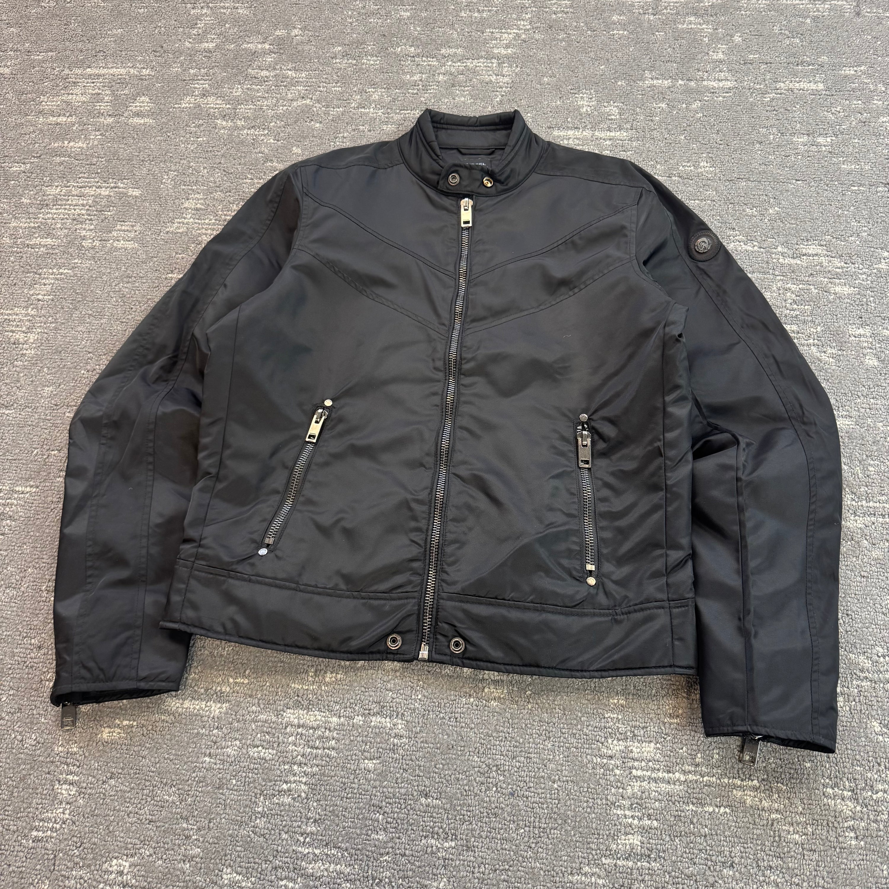 Diesel 2000's technical nylon fitted biker jacket (L)