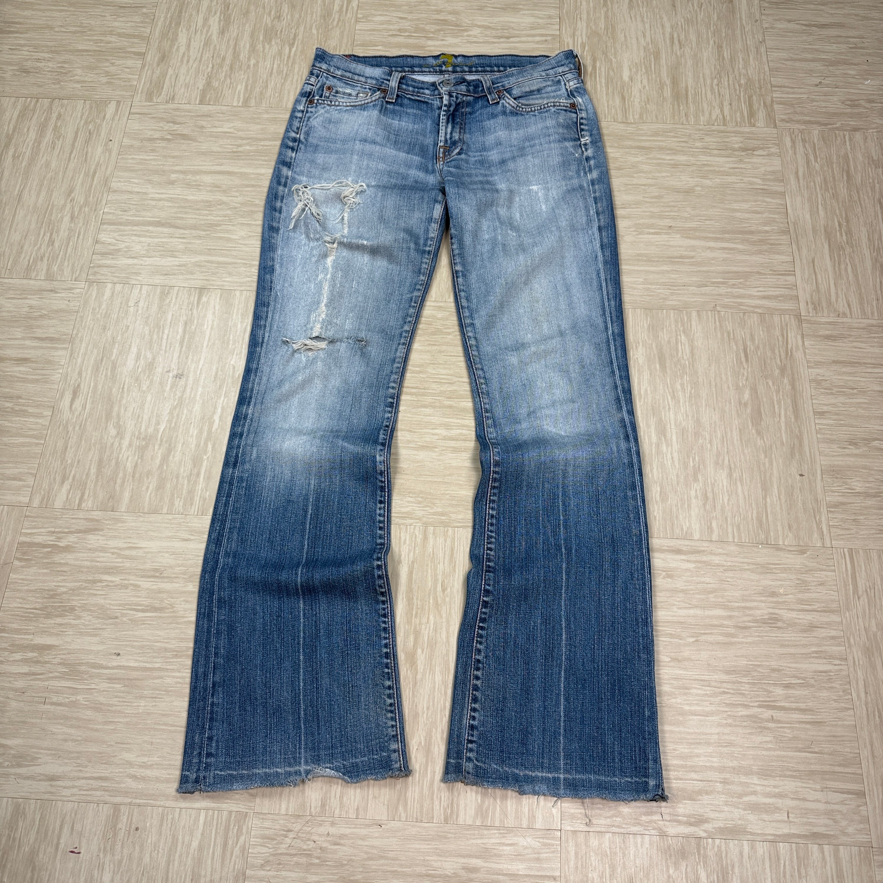 7 for all mankind 2000's distressed denim flare jeans (S)