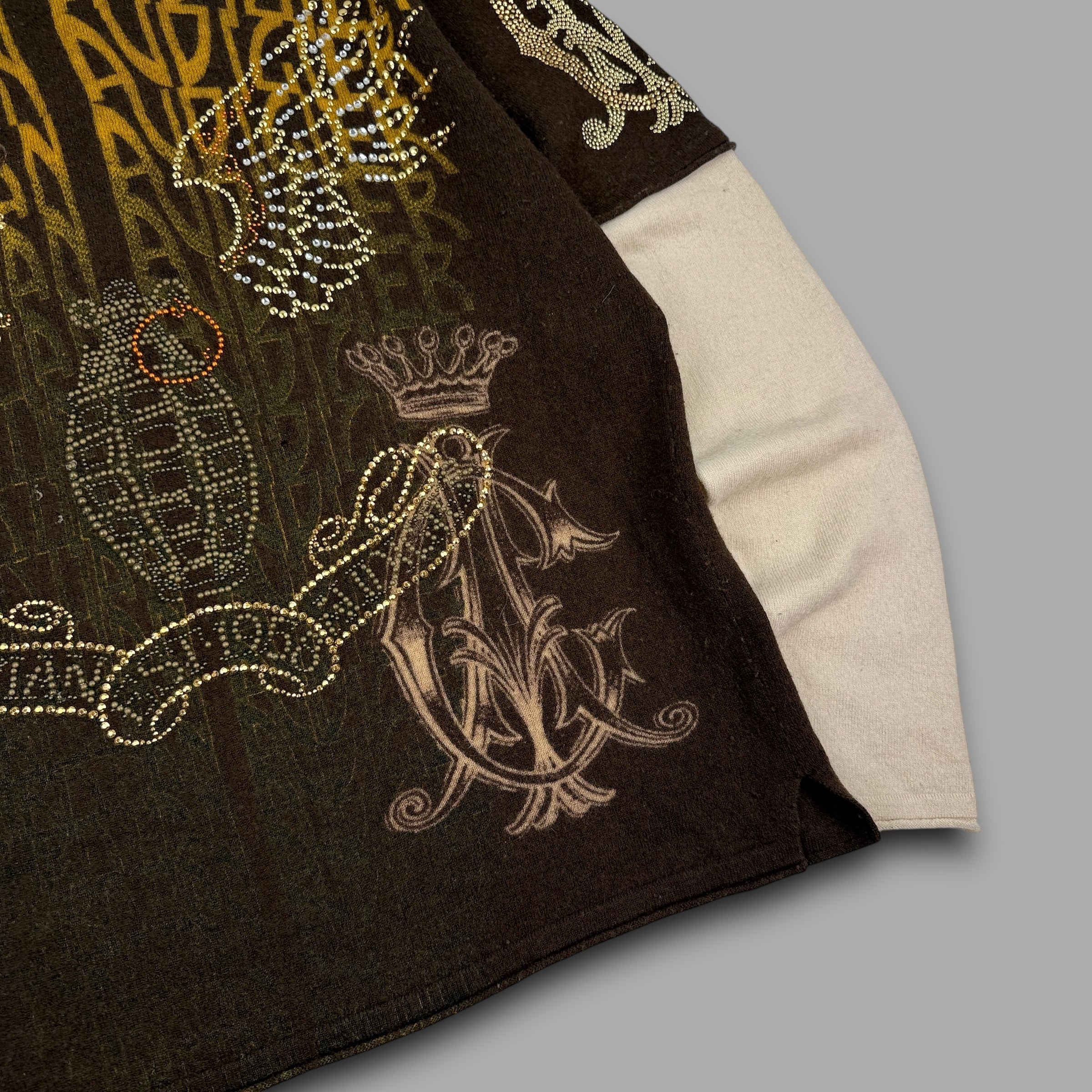 Christian audigier 2000's graphic rhinestone pullover wool knit sweatshirt (XL) wms