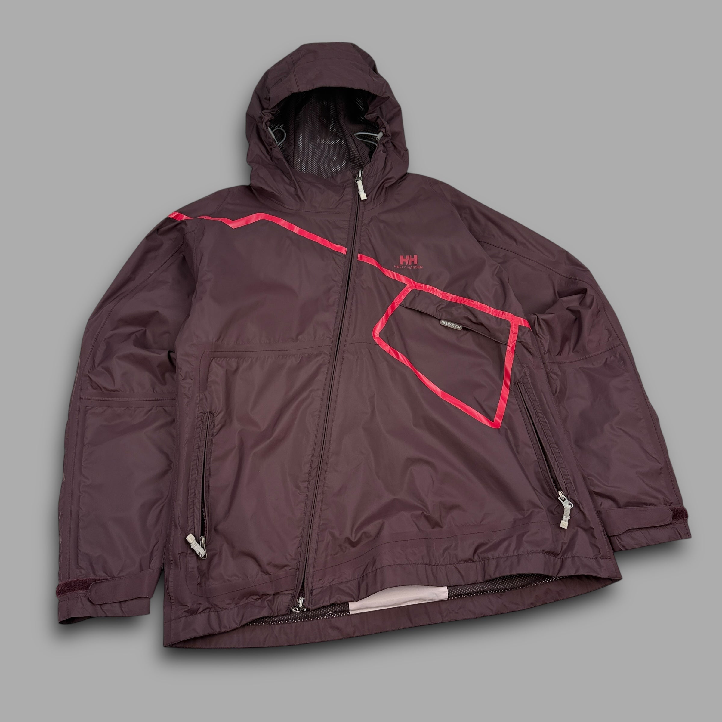 Helly Hansen 2000's technical hooded rain jacket with asymmetrical zip (M) wms