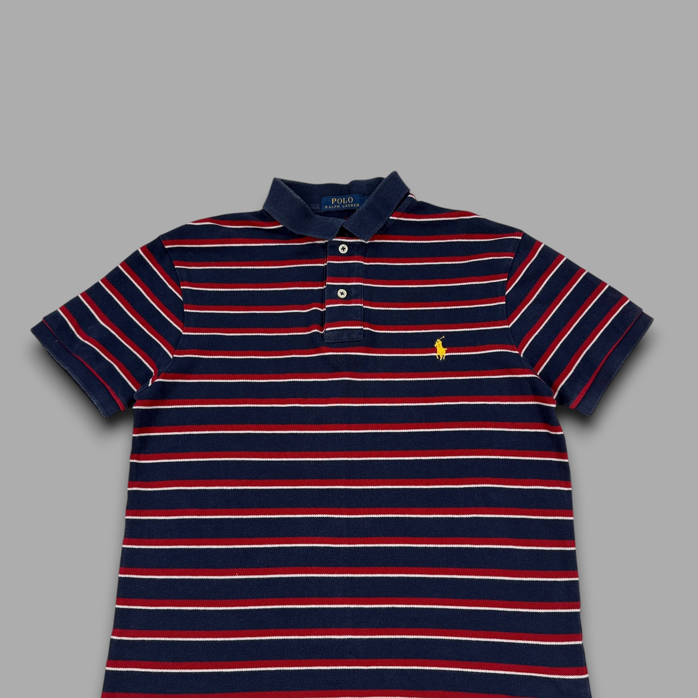 Ralph Lauren 2000's embroidered striped polo shirt (M)