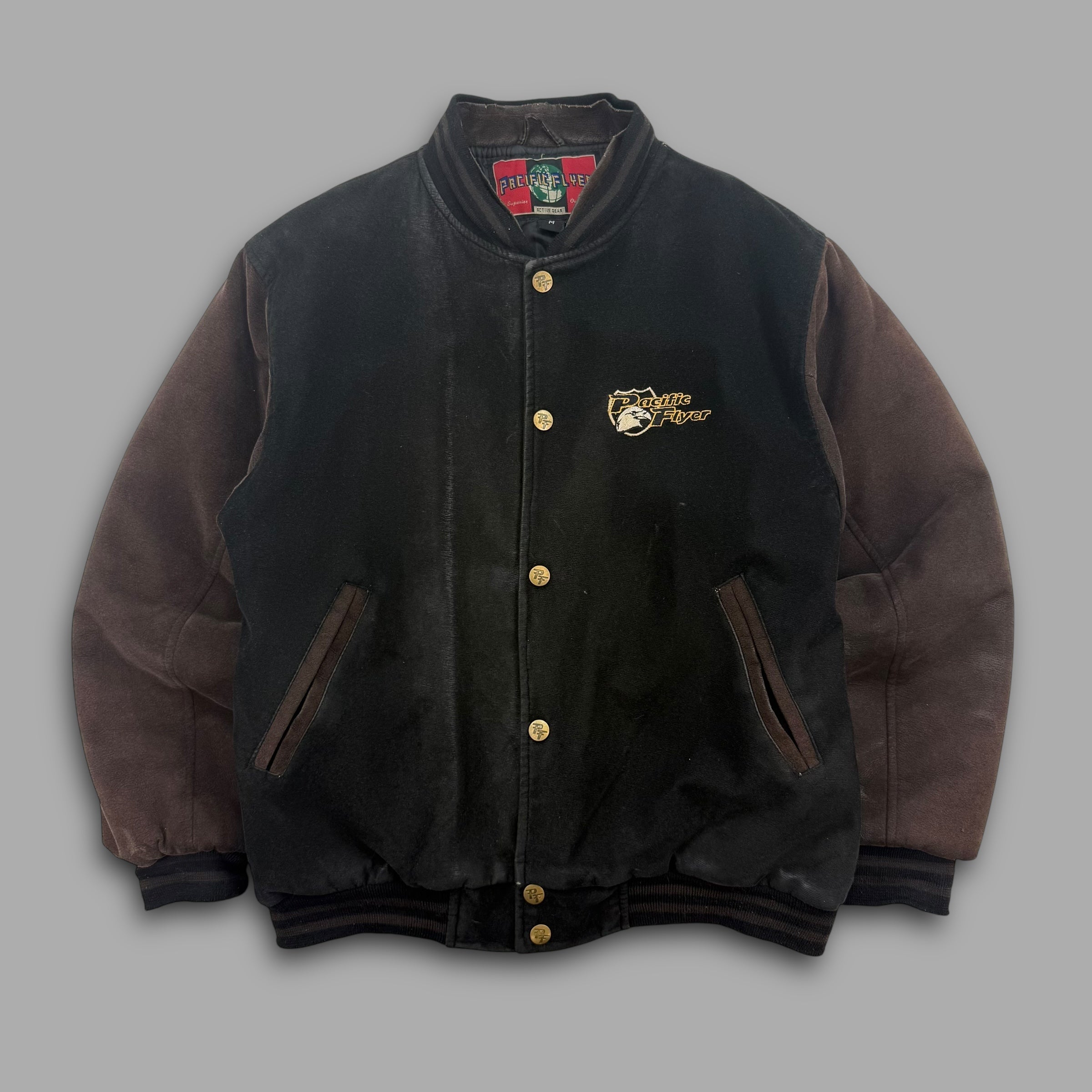 Pacific flyer 2000's embrodiered hybrid suede bomber jacket (M)