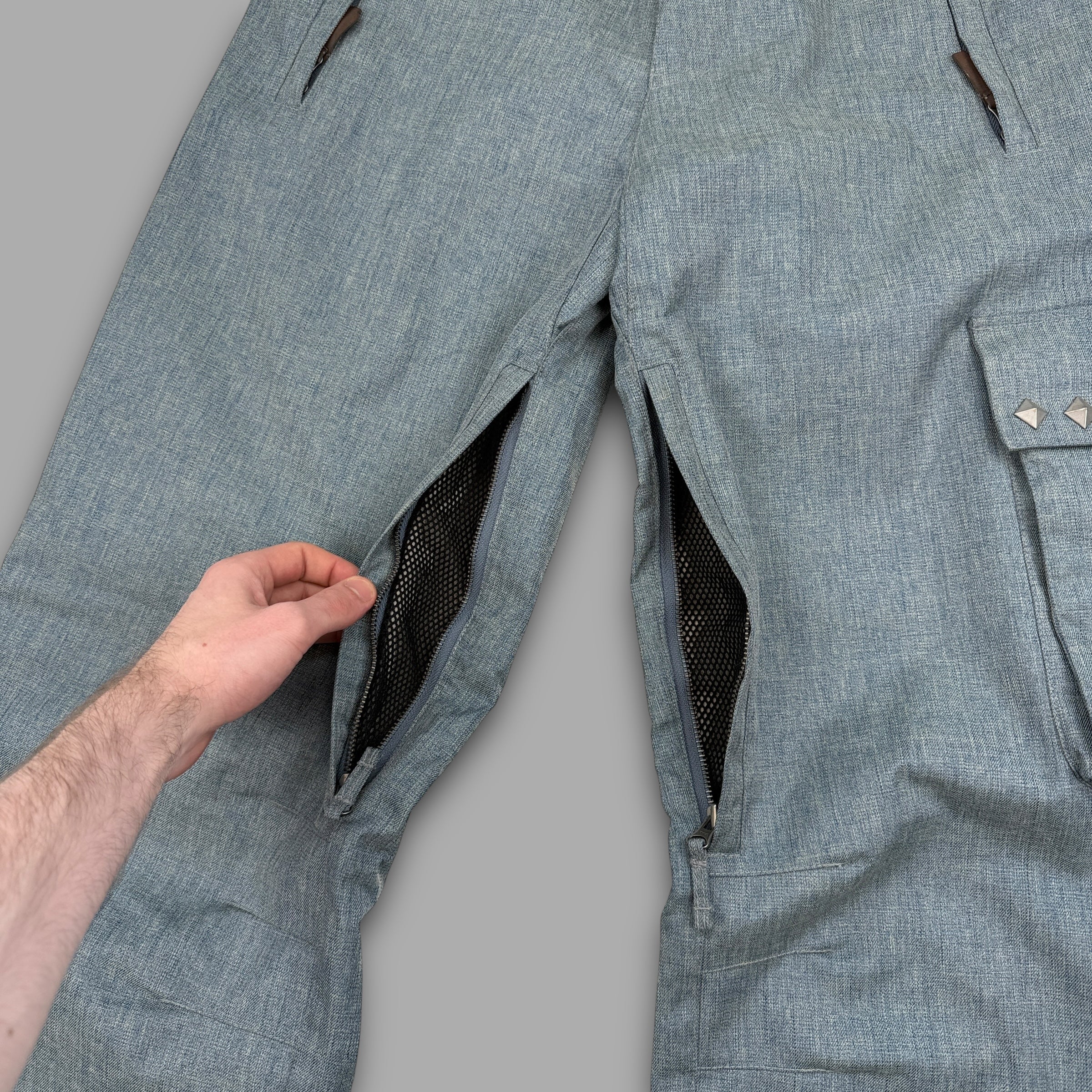 Billabong 2000's technical vented denim style baggy ski sallopettes (M)