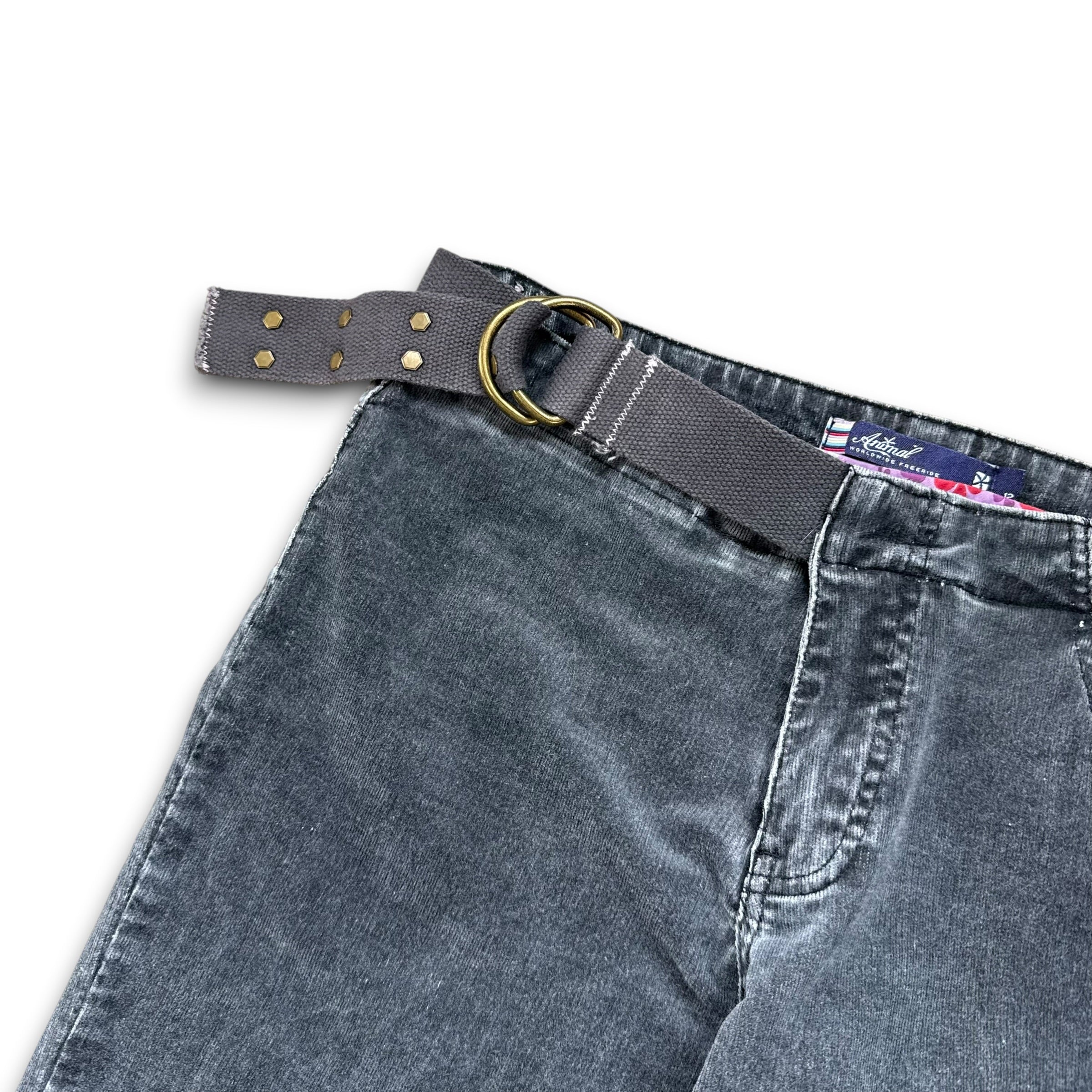 Animal 2000's corduroy stretch fit flare jeans with asymmetrical belt (L) wms