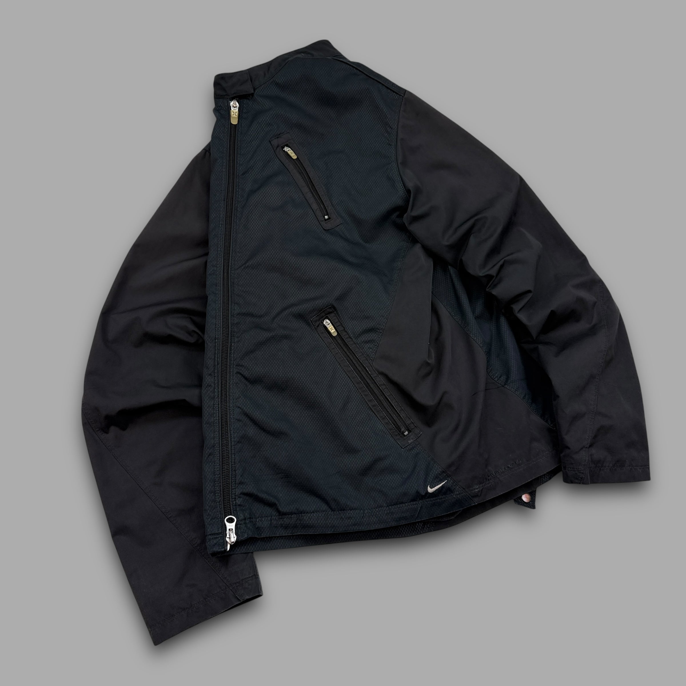 Nike clima-fit 2000's technical panelled softshell multi-pocket track jacket (S)