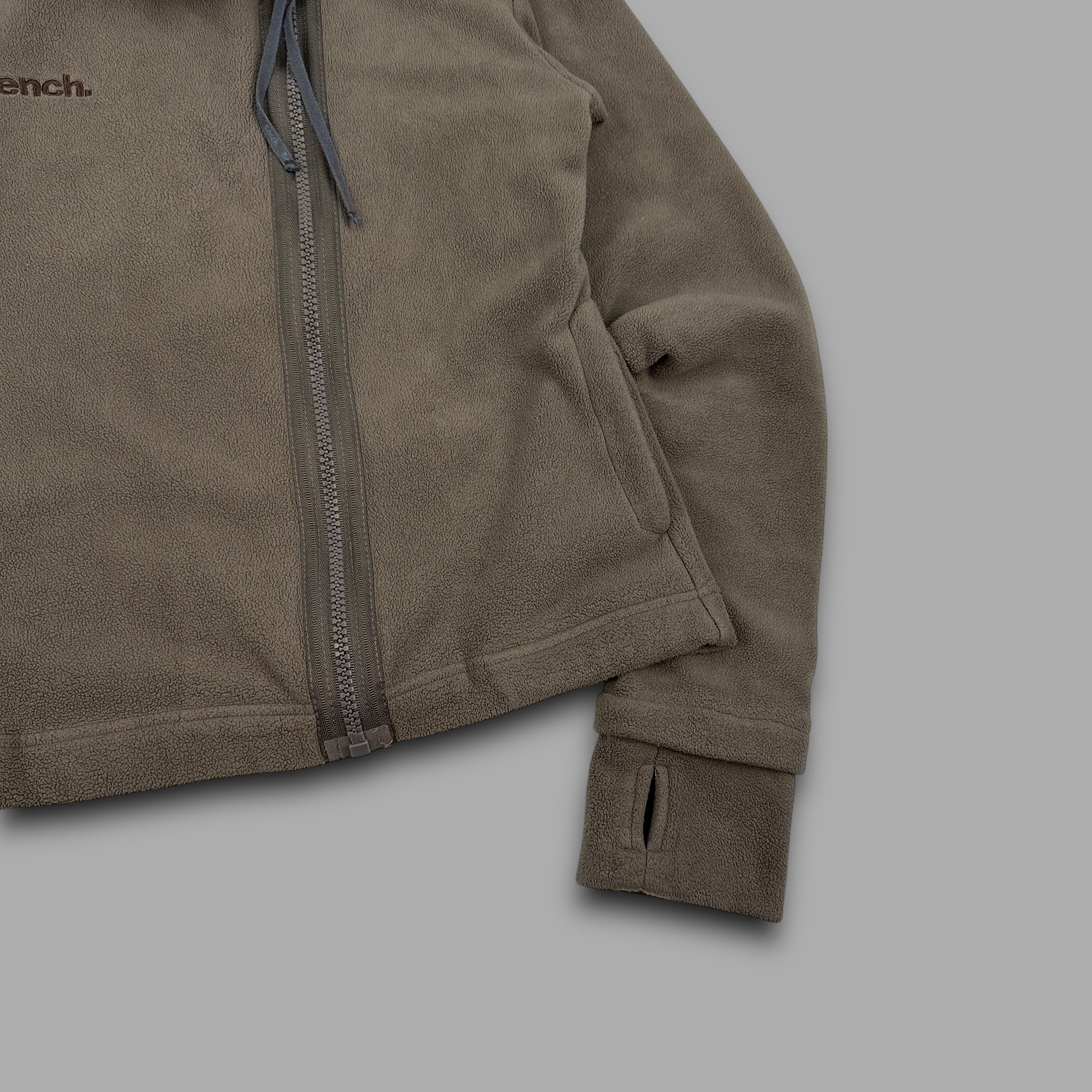 Bench 2000's technical asymmetrical zip fur collar fleece jacket (L) wms