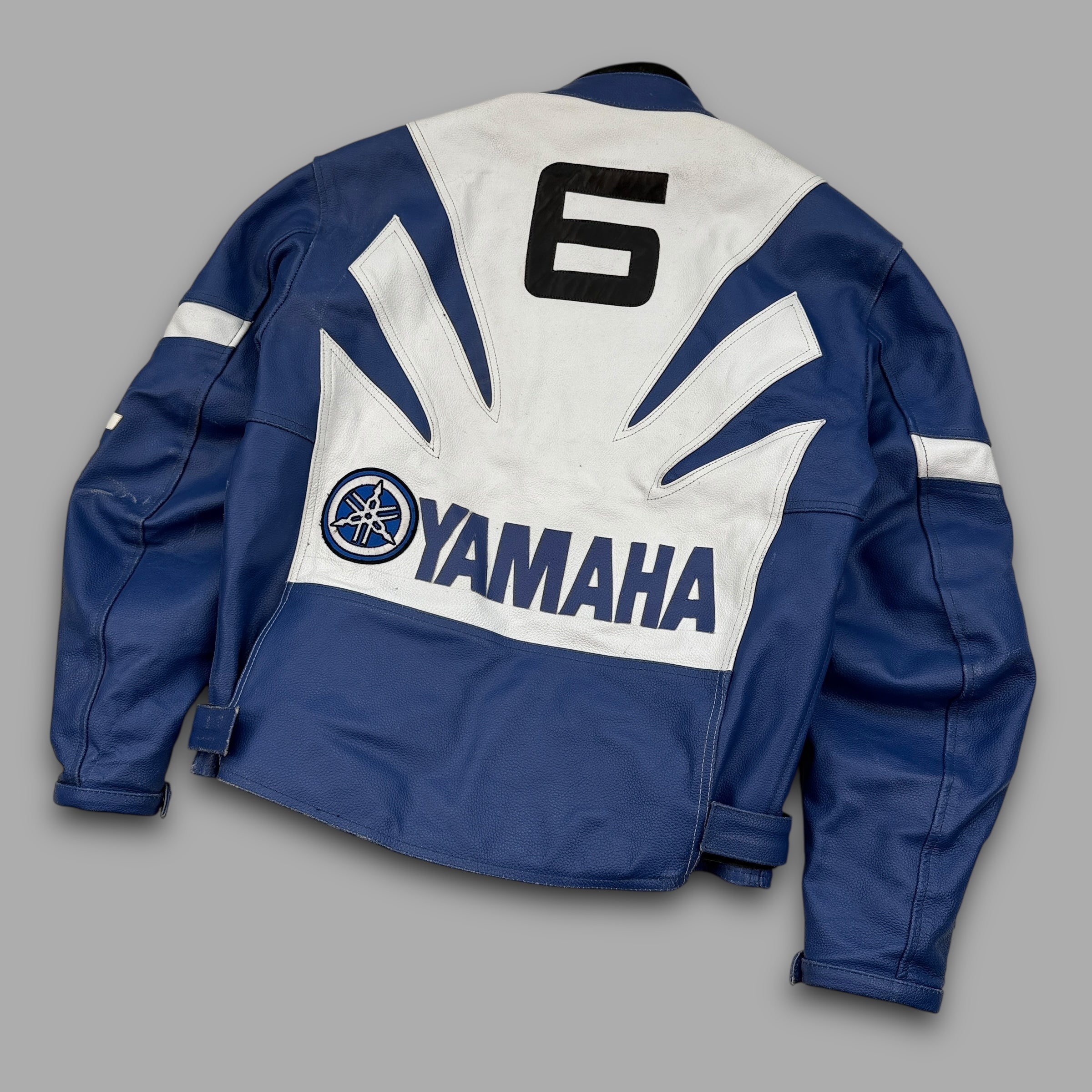 Yamaha 2000's leather padded full-zip biker racing jacket (M-L)
