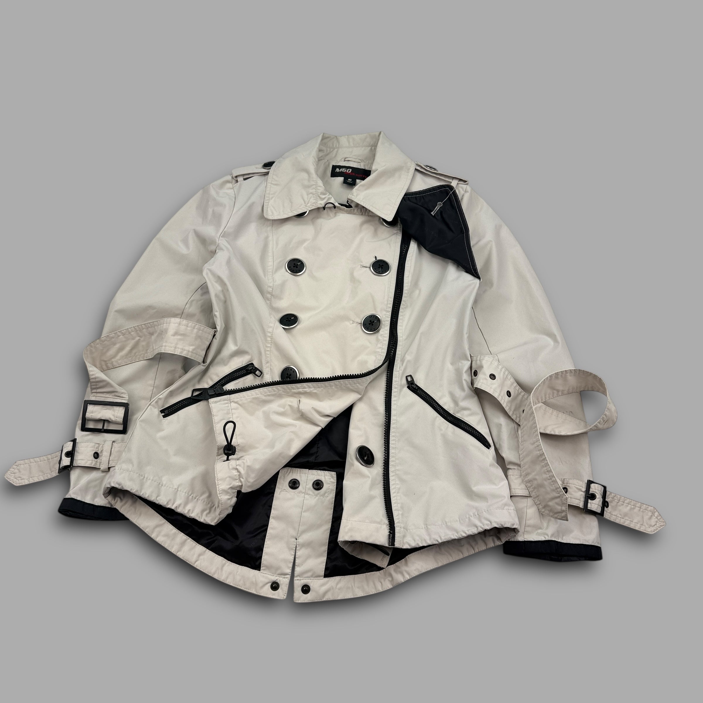 Miss sixty 2000's technical asymmetrical zip softshell trench coat (S) wms