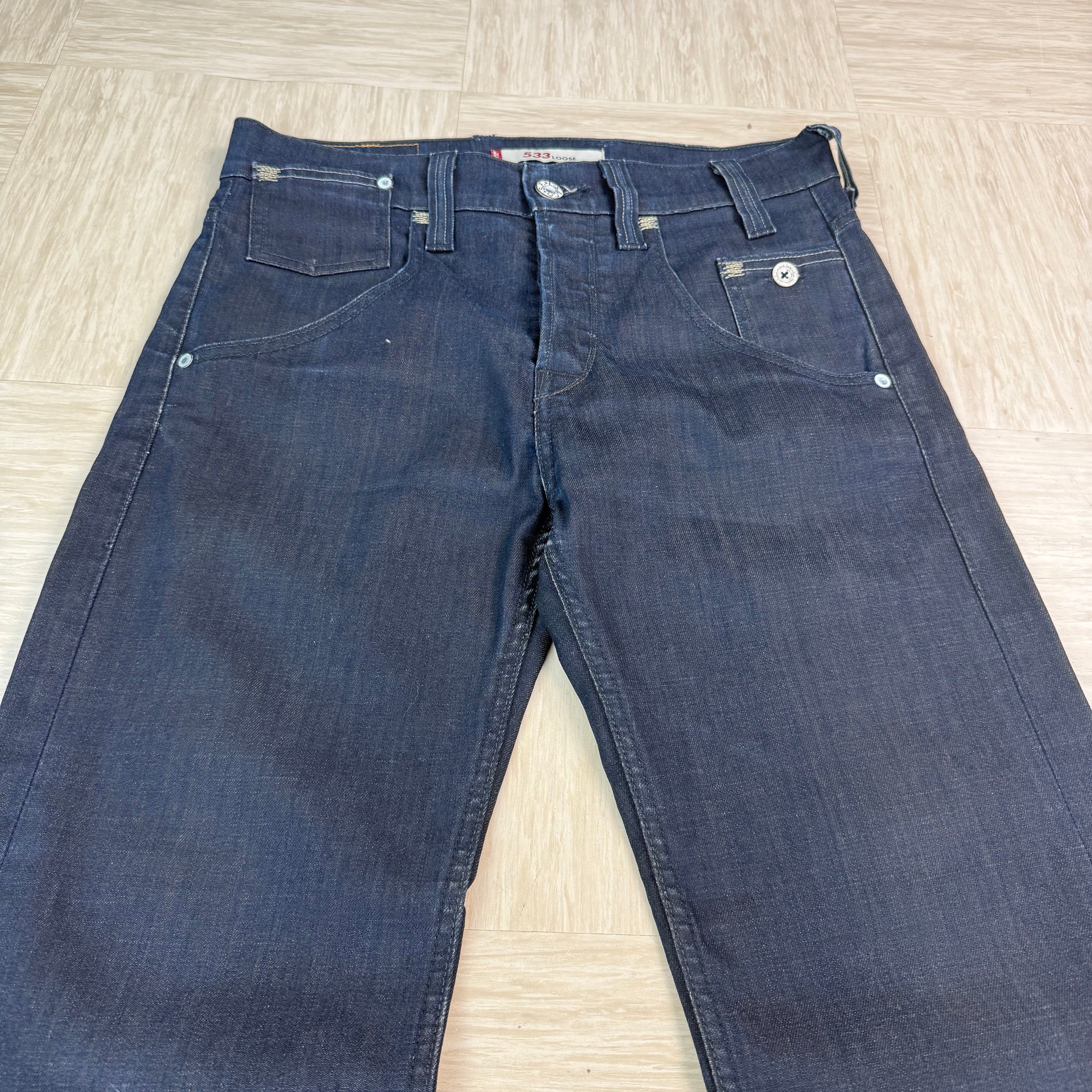 Levi's 533 2000's dark denim loose straight fitm jeans (S)
