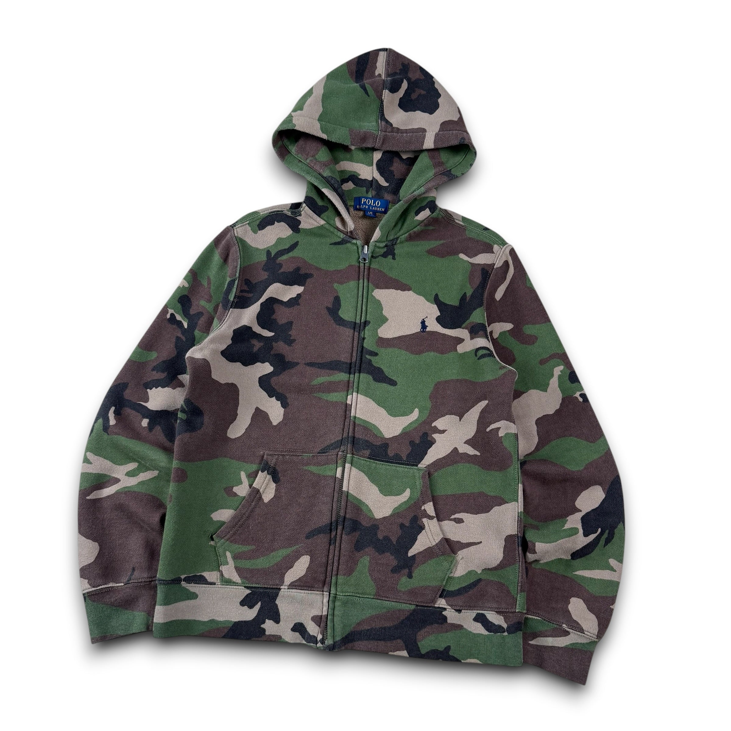 Ralph Lauren 2000's fitted zip up camo hoodie (XS)