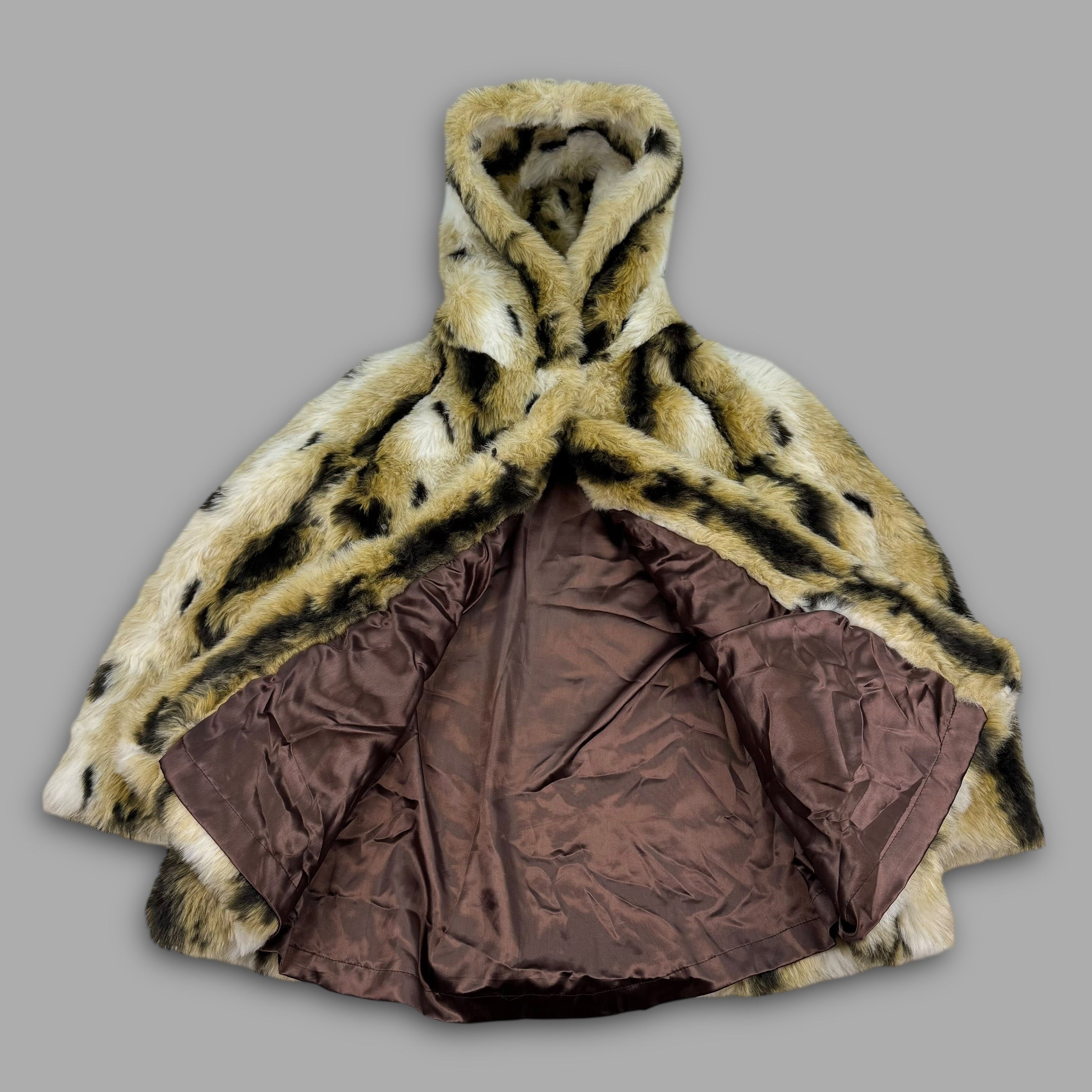 Marble 2000's faux lynx fur hooded coat with clasp closures (XS) wms
