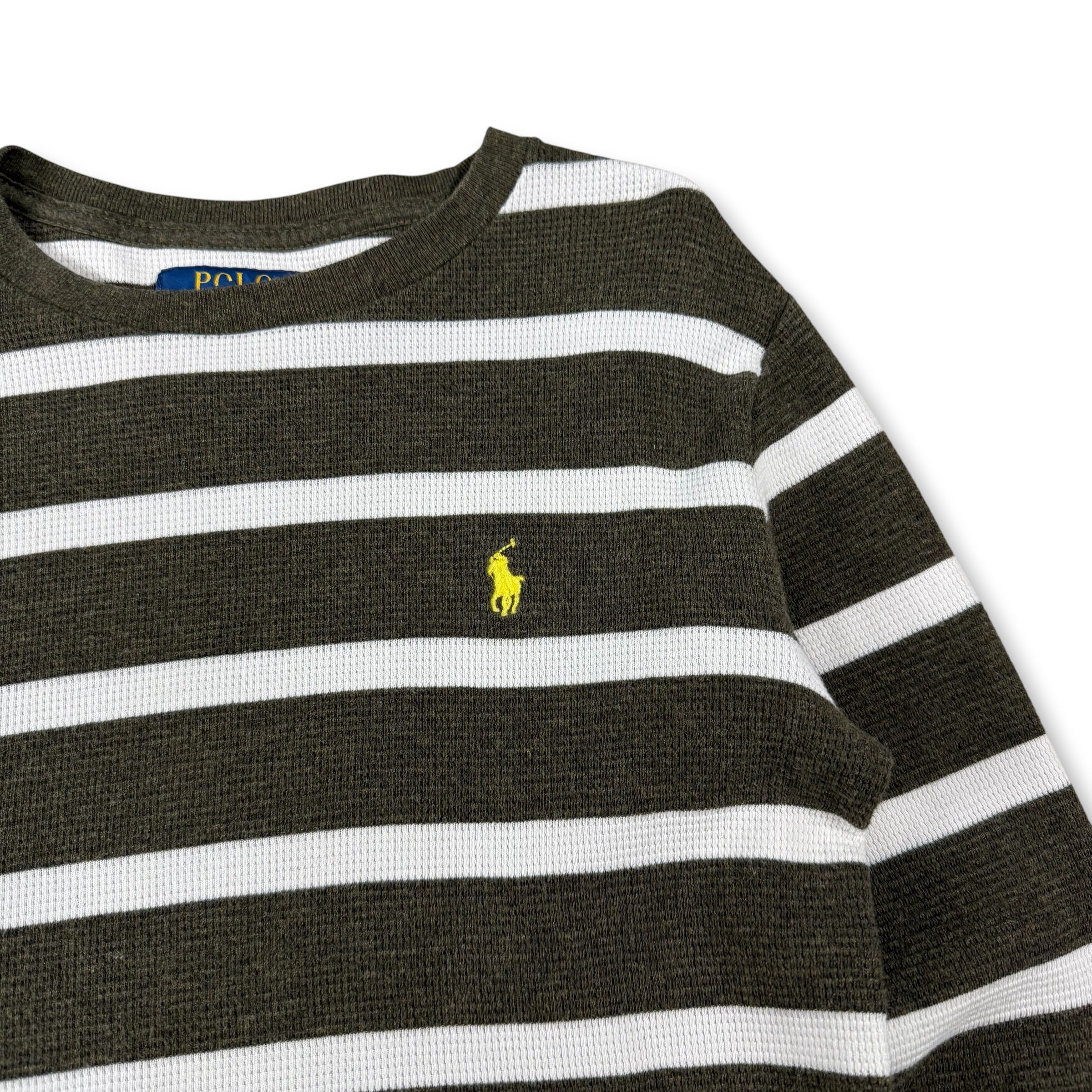 Ralph Lauren 2000's fitted horizontal stripe waffle knit long sleeve (XS)