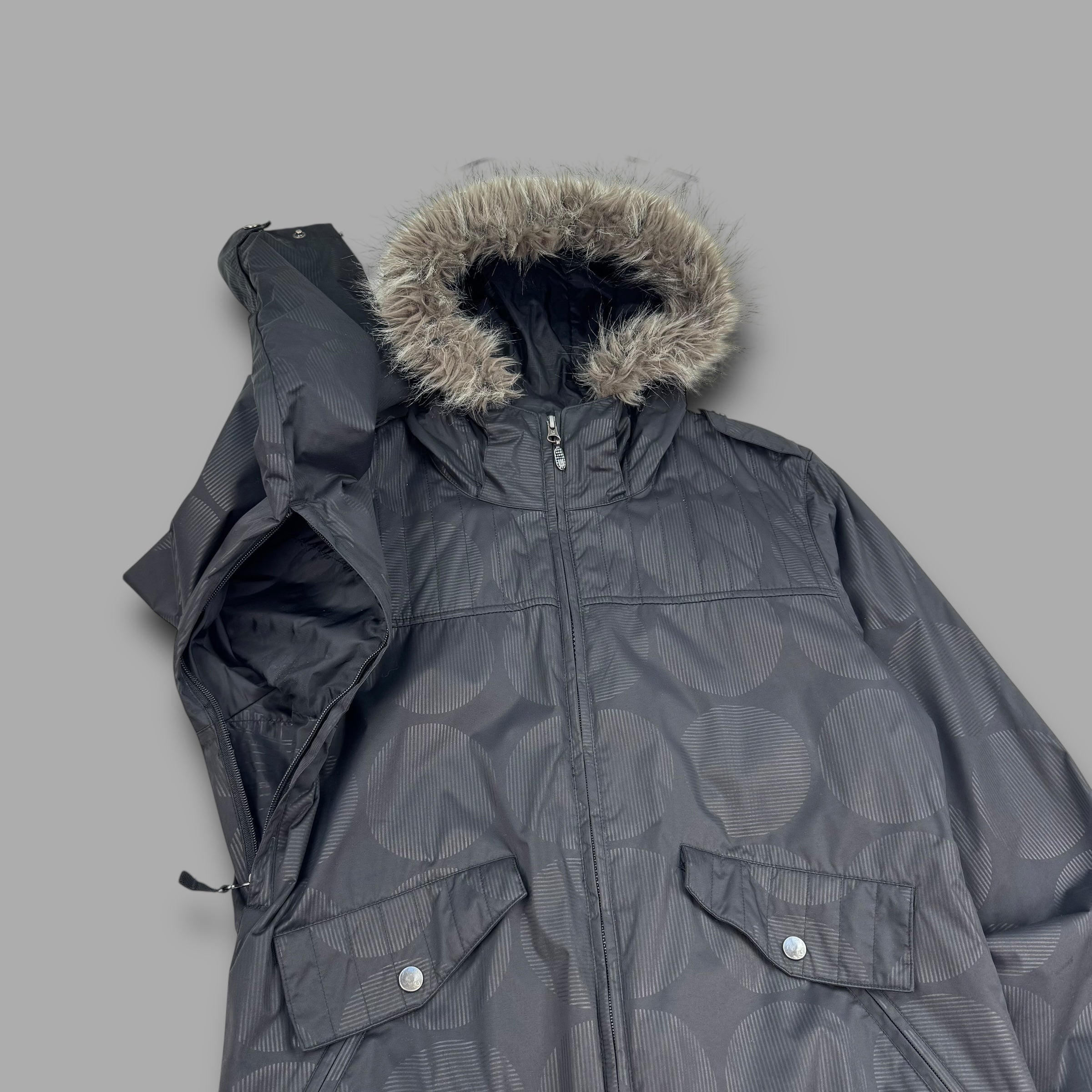 Burton 2000's technical monogram fur hood softshell ski jacket (L) wms