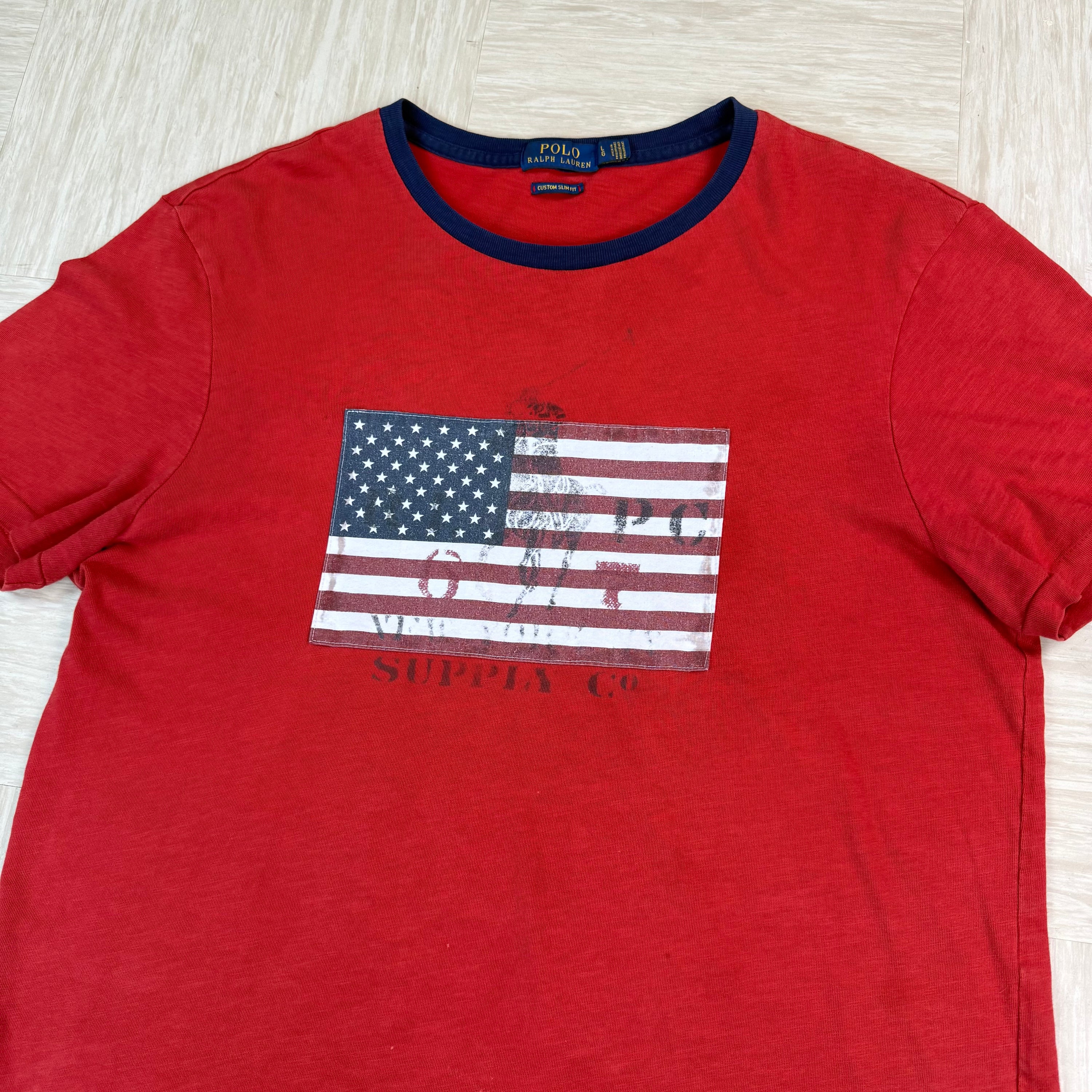 Ralph Lauren 2000's embroidered USA flag graphic tee (L)