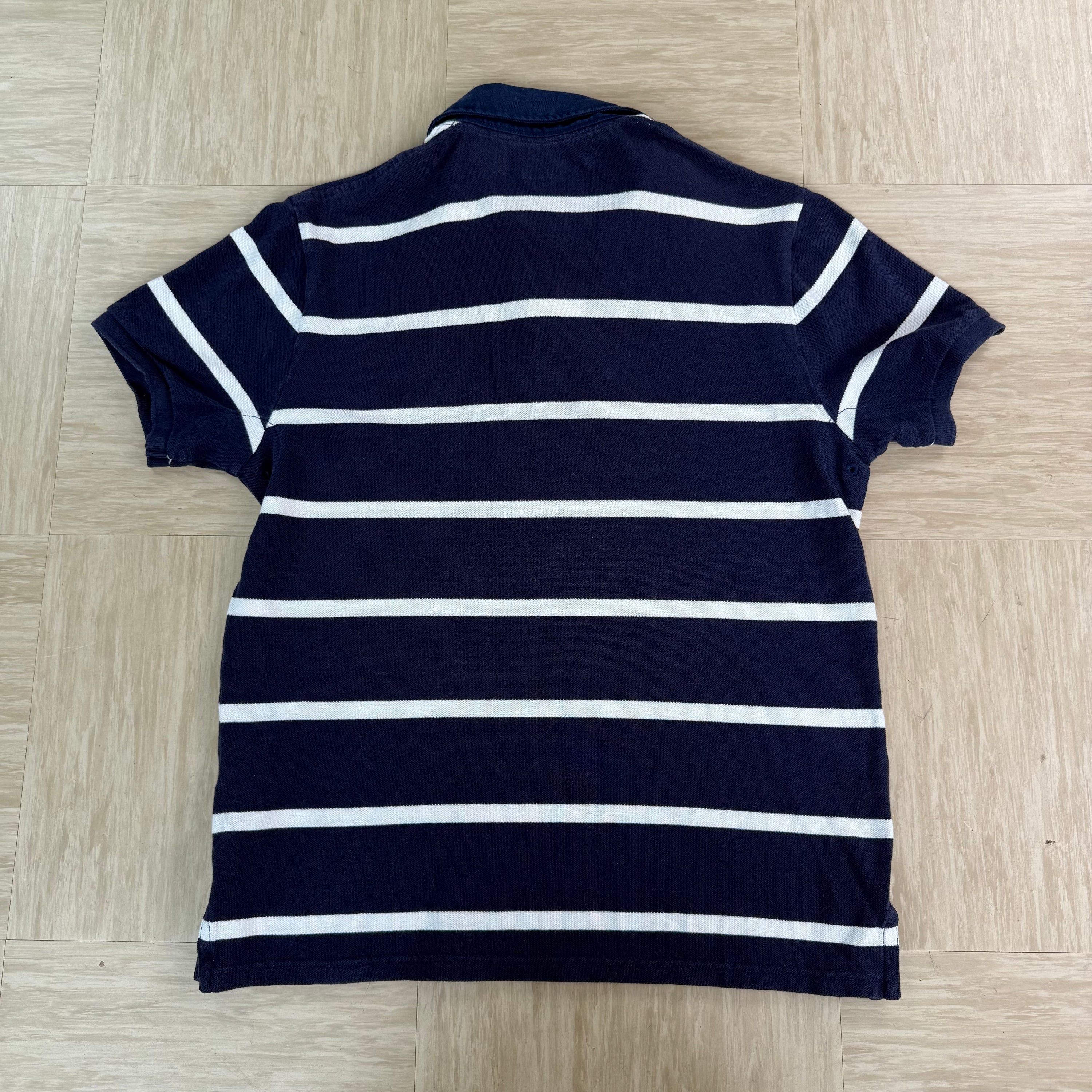 Ralph Lauren 2000's embroidered horizontal stripe polo shirt (M)
