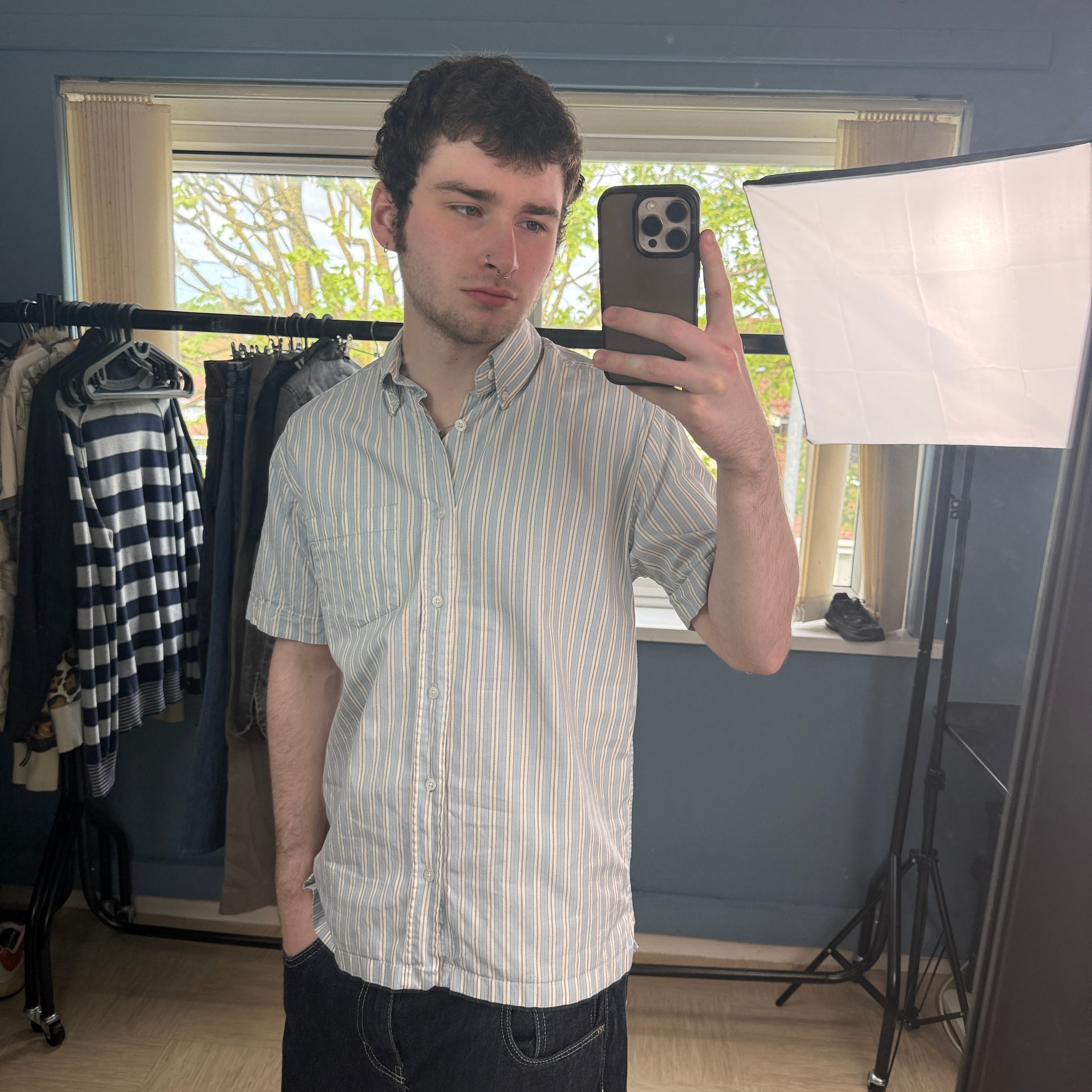 Peter werth button up striped shirt (S)