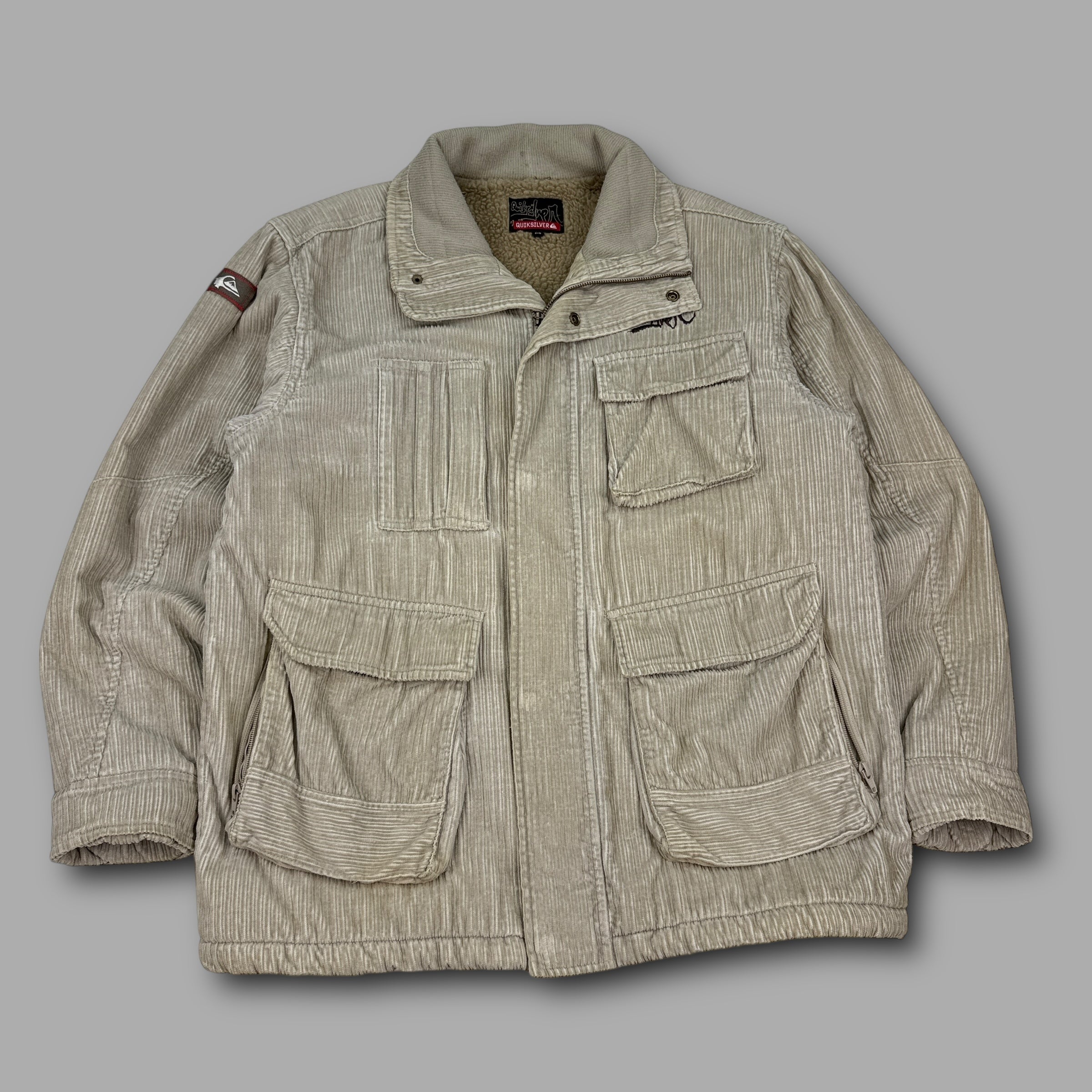 Quiksilver 2000's corduroy multi-pocket zip up jacket (M)