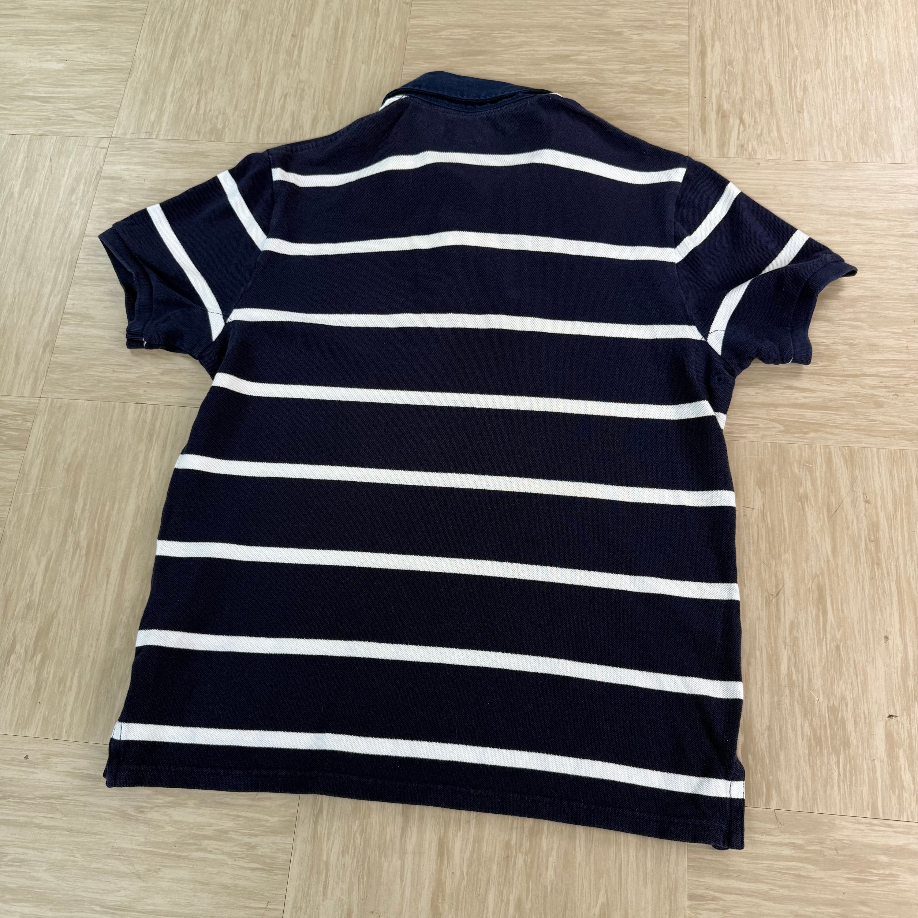 Ralph Lauren 2000's embroidered horizontal stripe polo shirt (M)