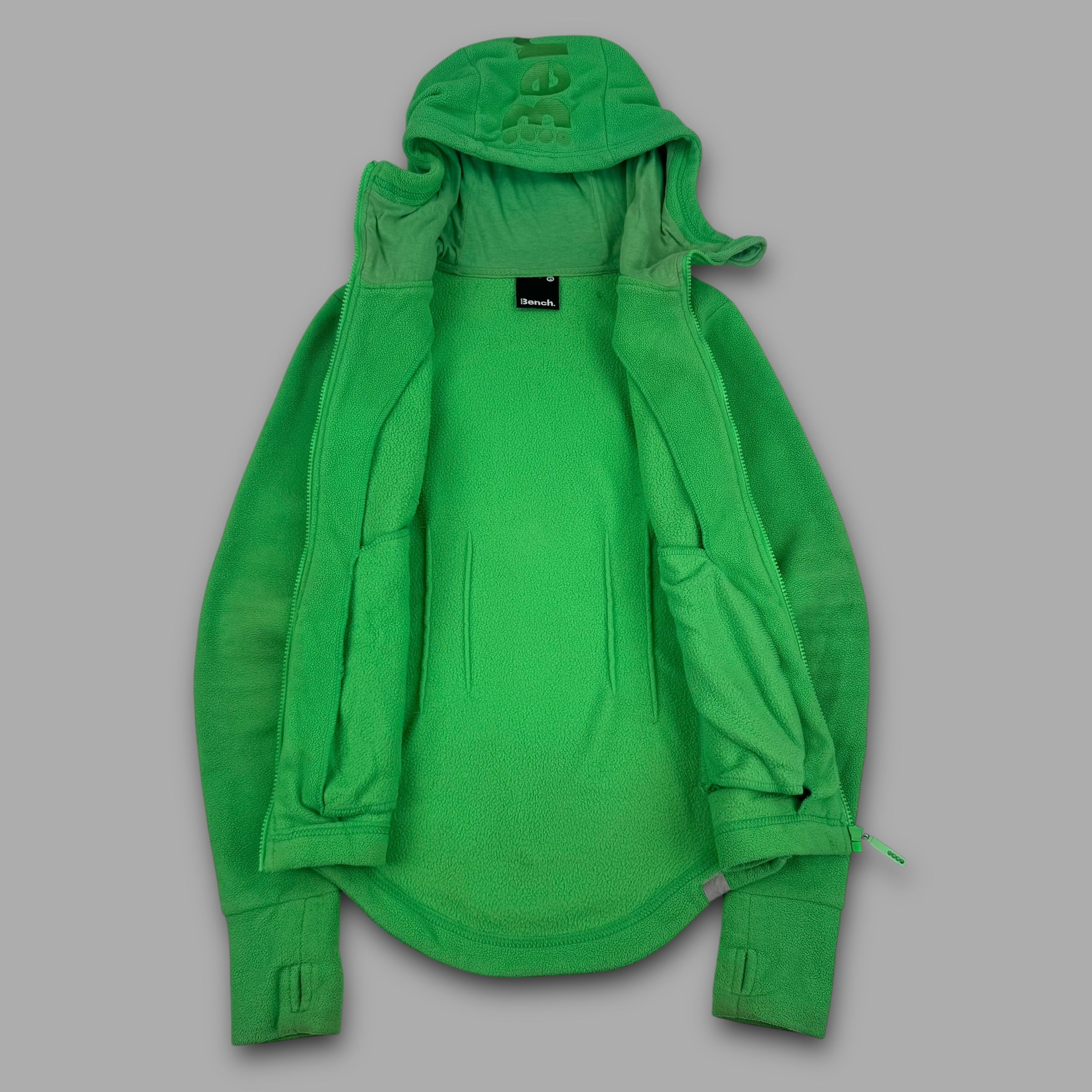 Bench 2000's high neck spellout fleece hoodie with thumb holes (XS) wms