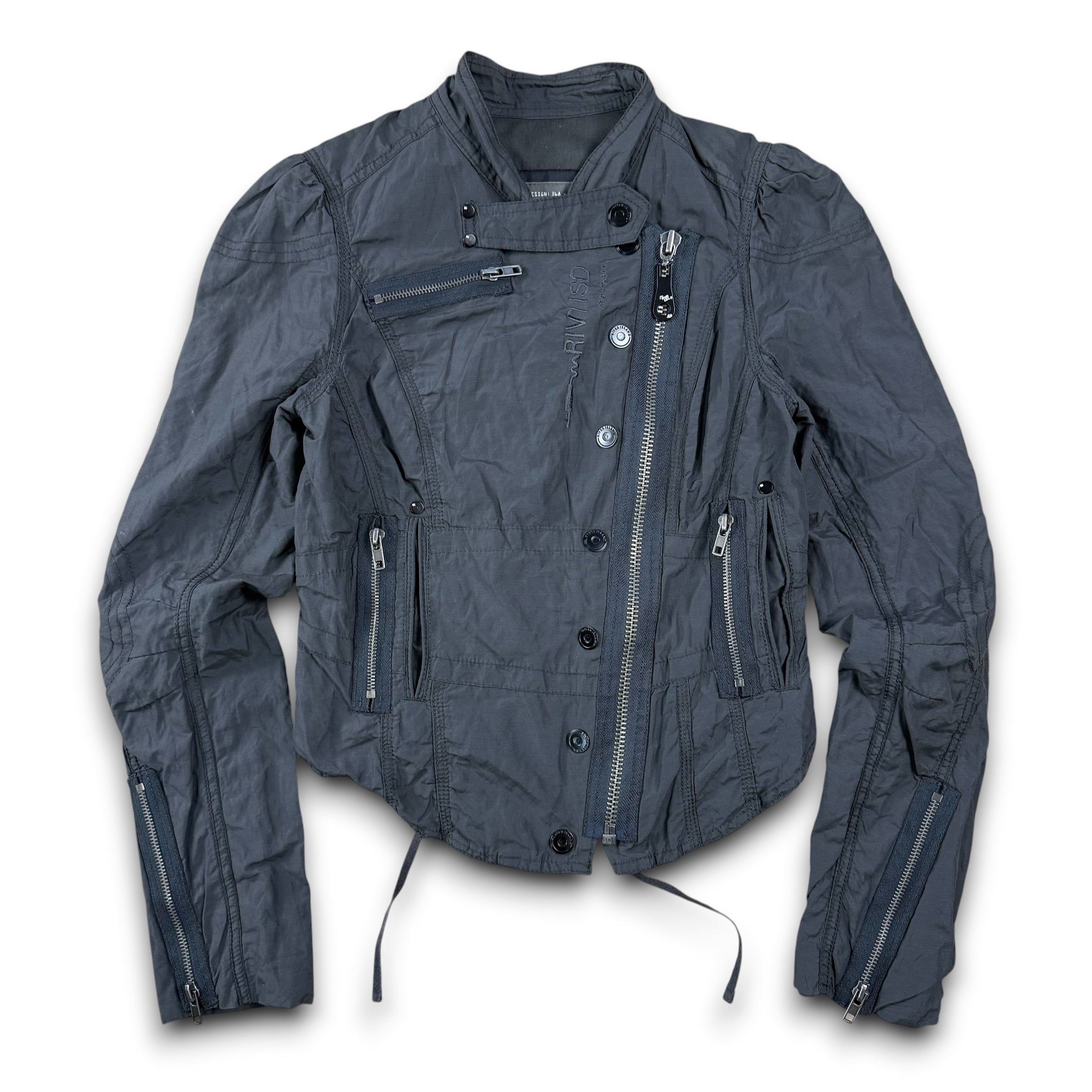 River island 2000's asymmetrical zip fitted nylon jacket (S) wms