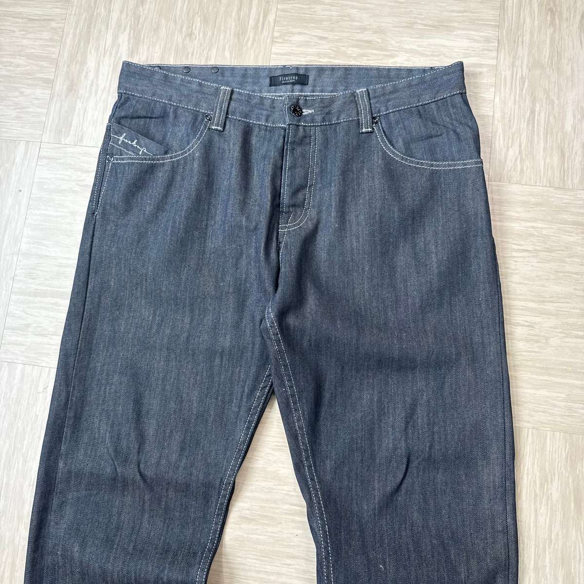 Firetrap black seal 2000's pure indigo relaxed denim bootcut jeans (S)