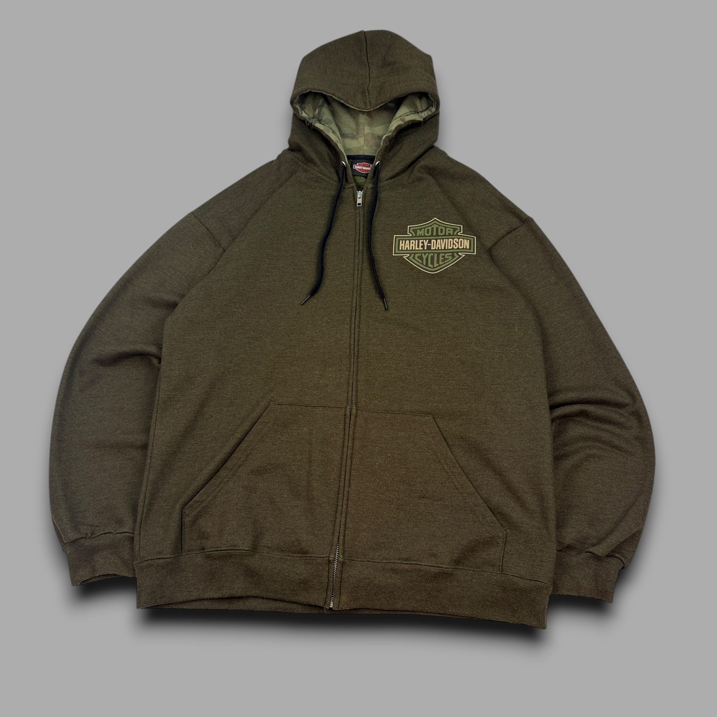 Harley Davidson 2000's zip up graphic spellout hoodie (L)