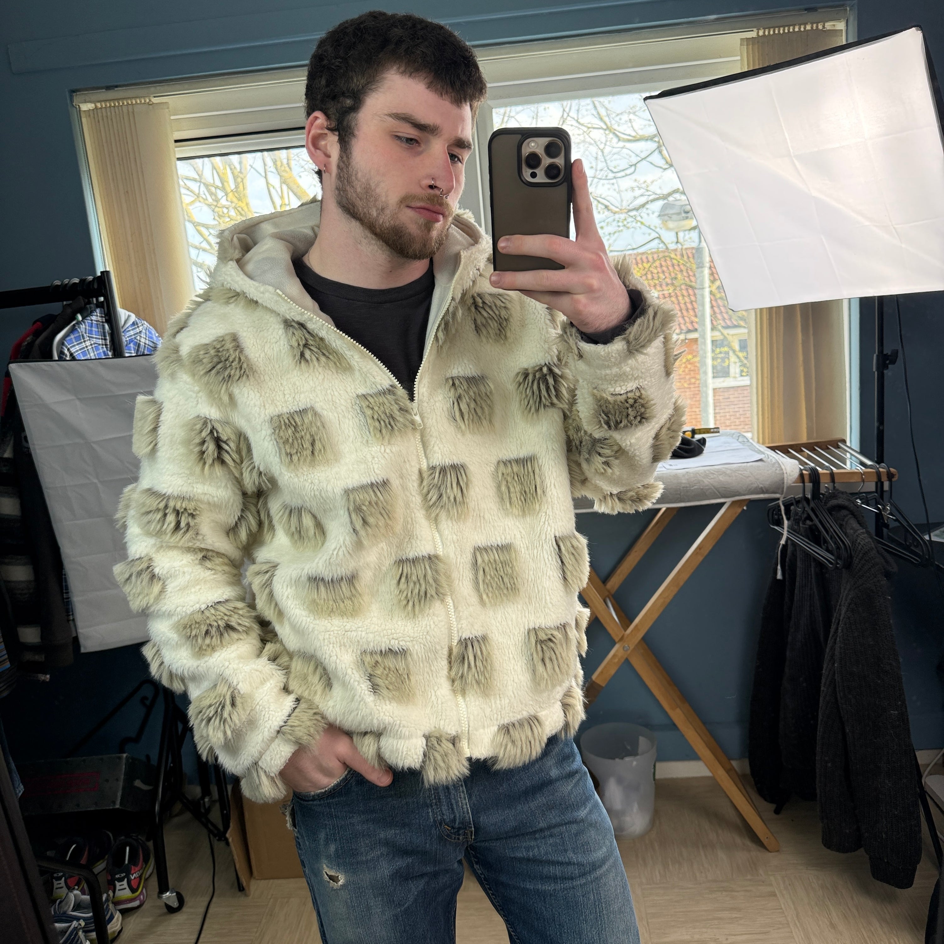 Tog24 2000's faux fur block yeti jacket (M)