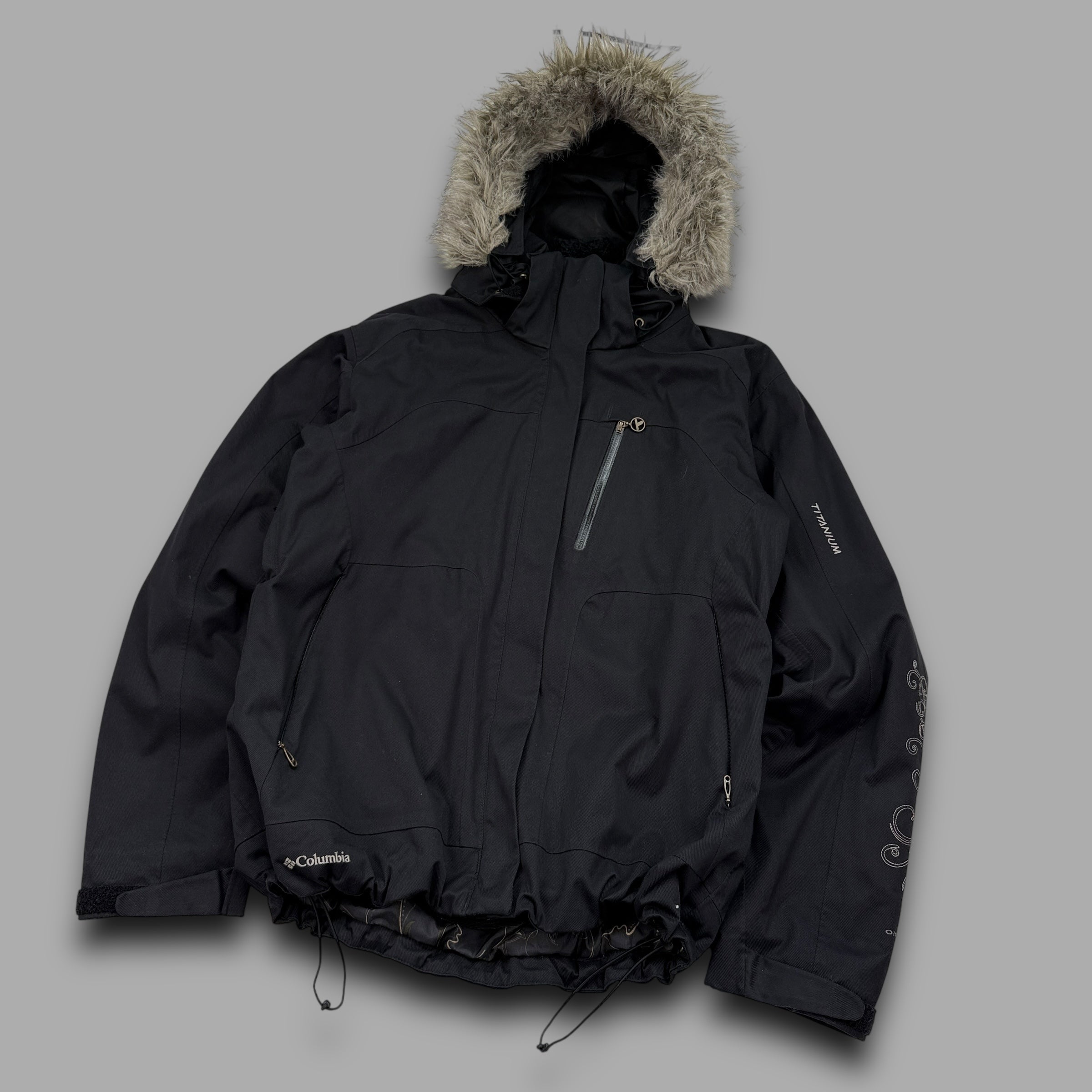 Columbia titanium 2000's technical fur hood waterproof shell jacket (M) wms