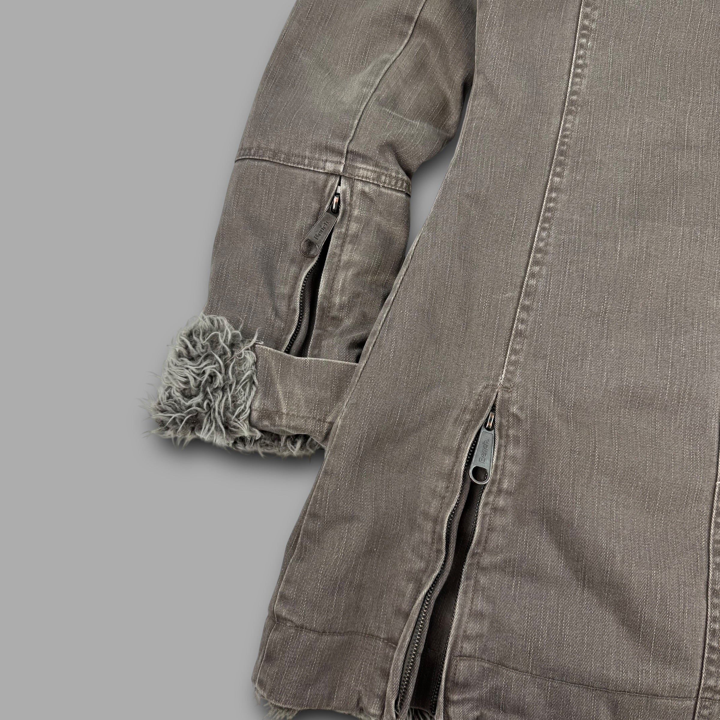 Bench 2000's funnel neck asymmetrical zip fleece lined long jacket (S)