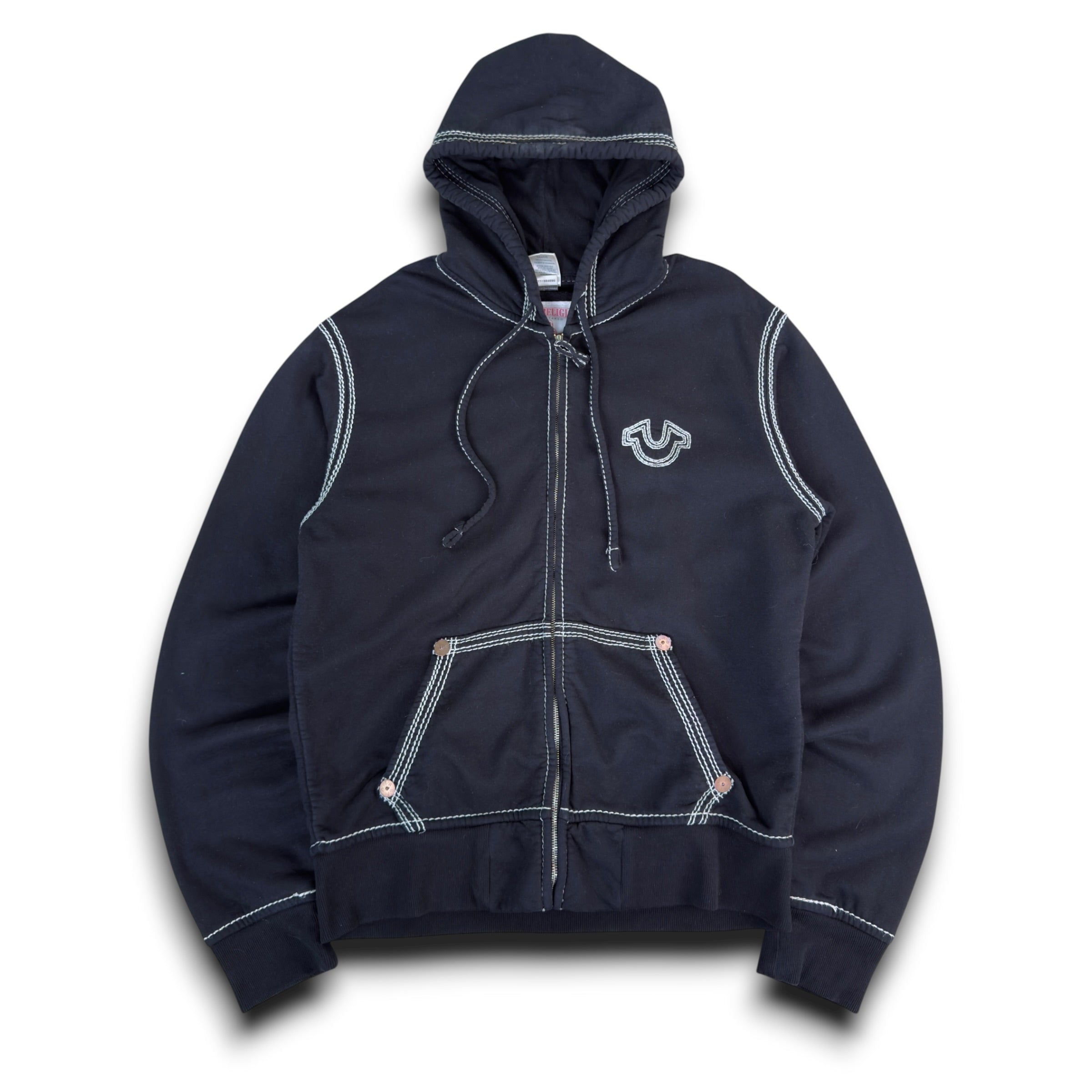 True religion 2000's triple stitch zip up hoodie (L)
