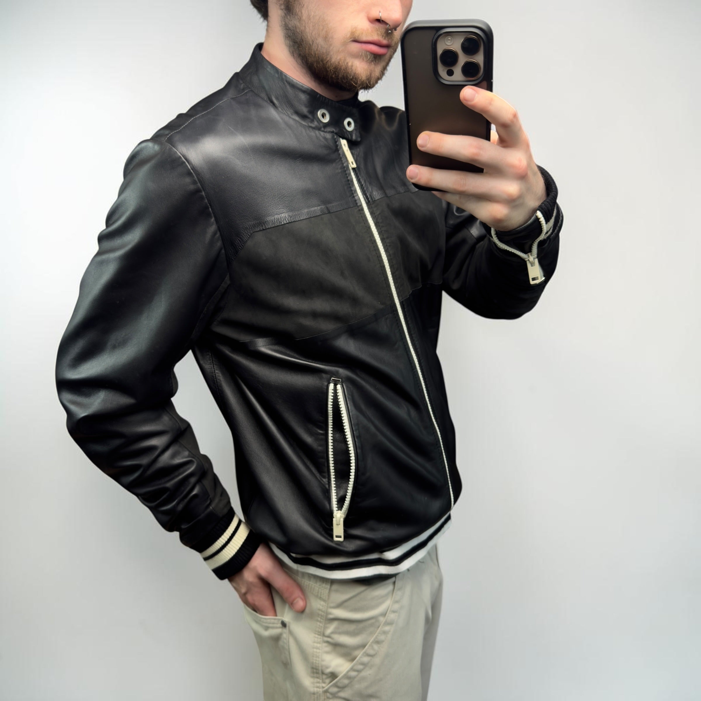 Diesel 2000's lamb skin leather zip up jacket (S)