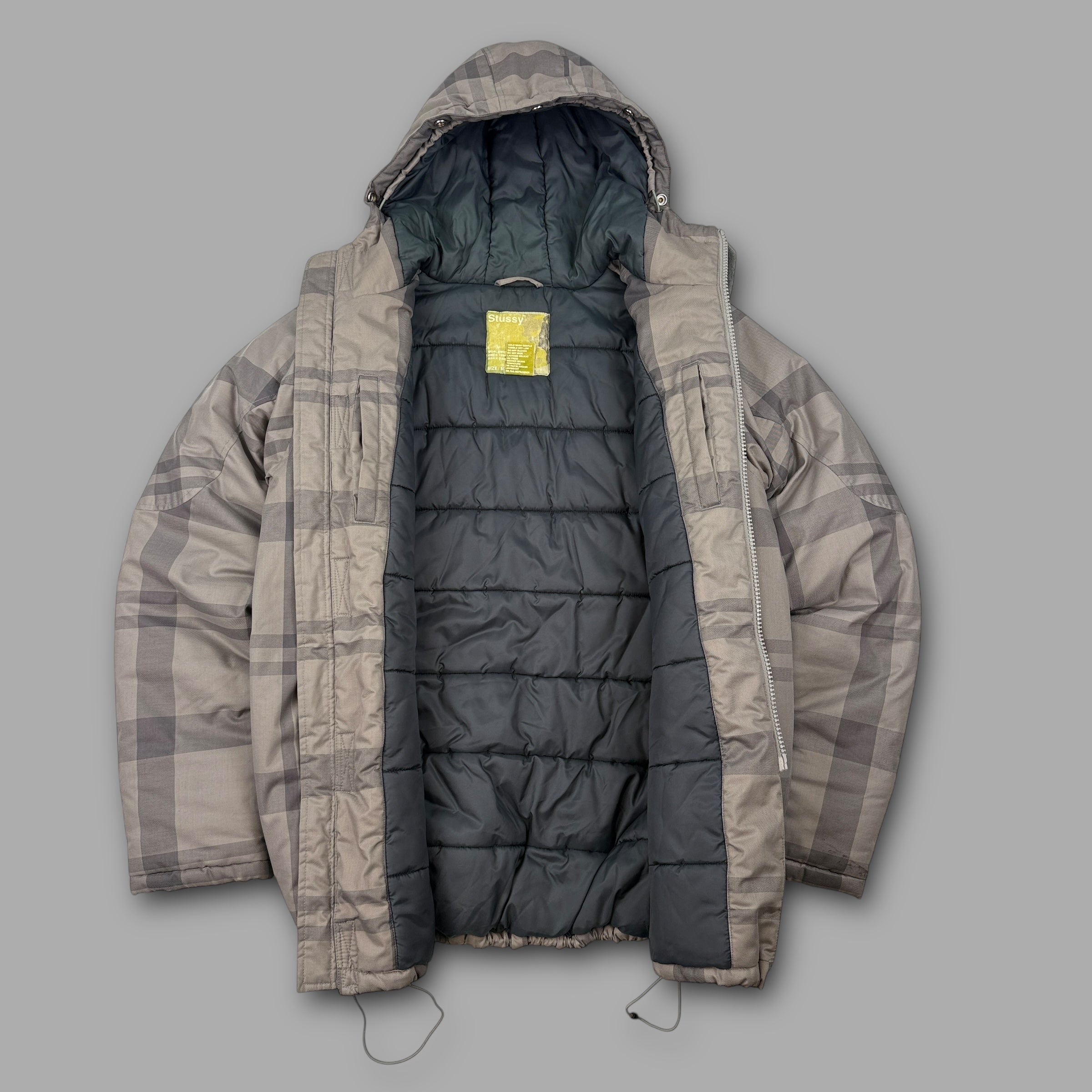 Stussy 2000's technical plaid downfilled soft shell jacket (M-L)