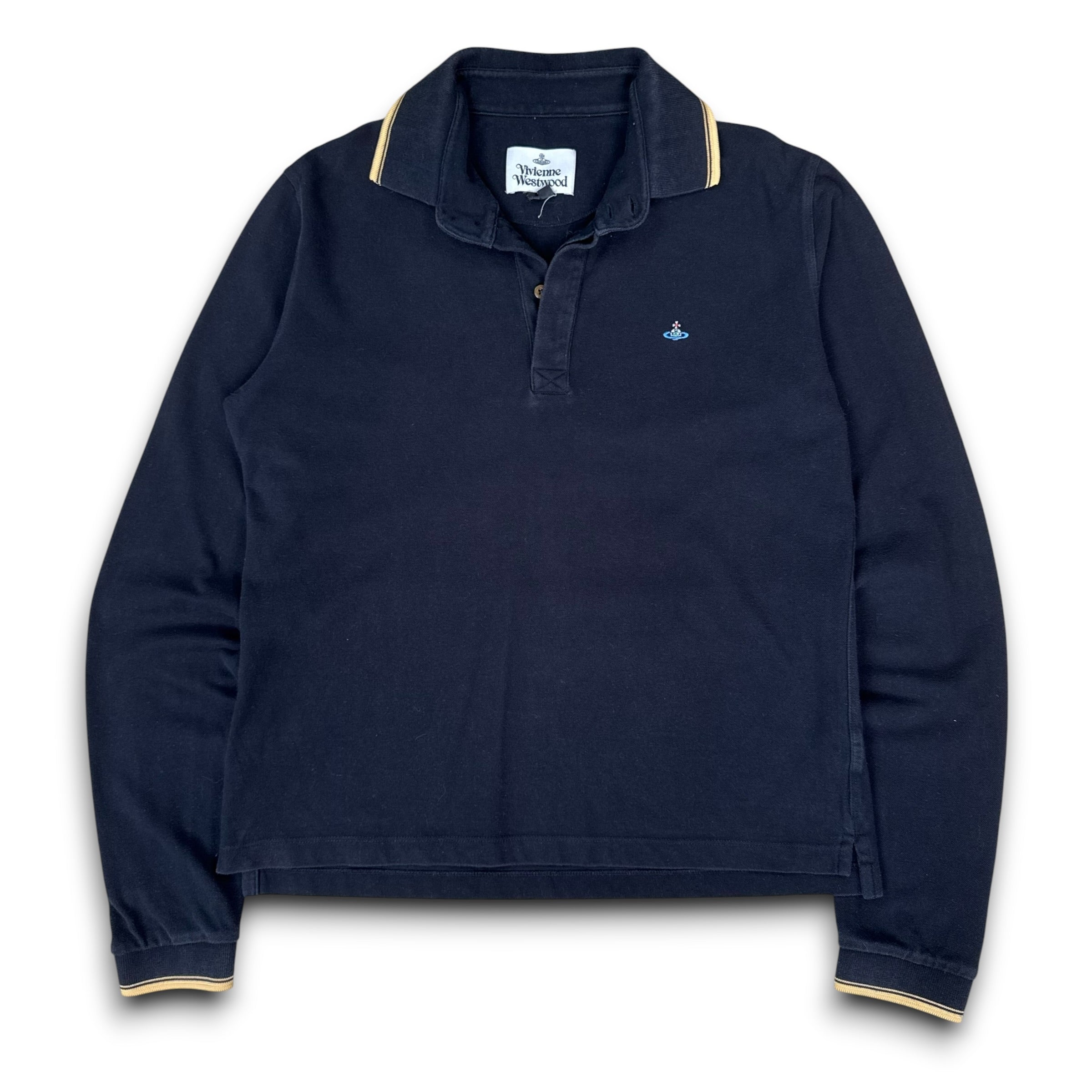 Vivienne Westwood 2000's big collar cropped long sleeve polo shirt (M)