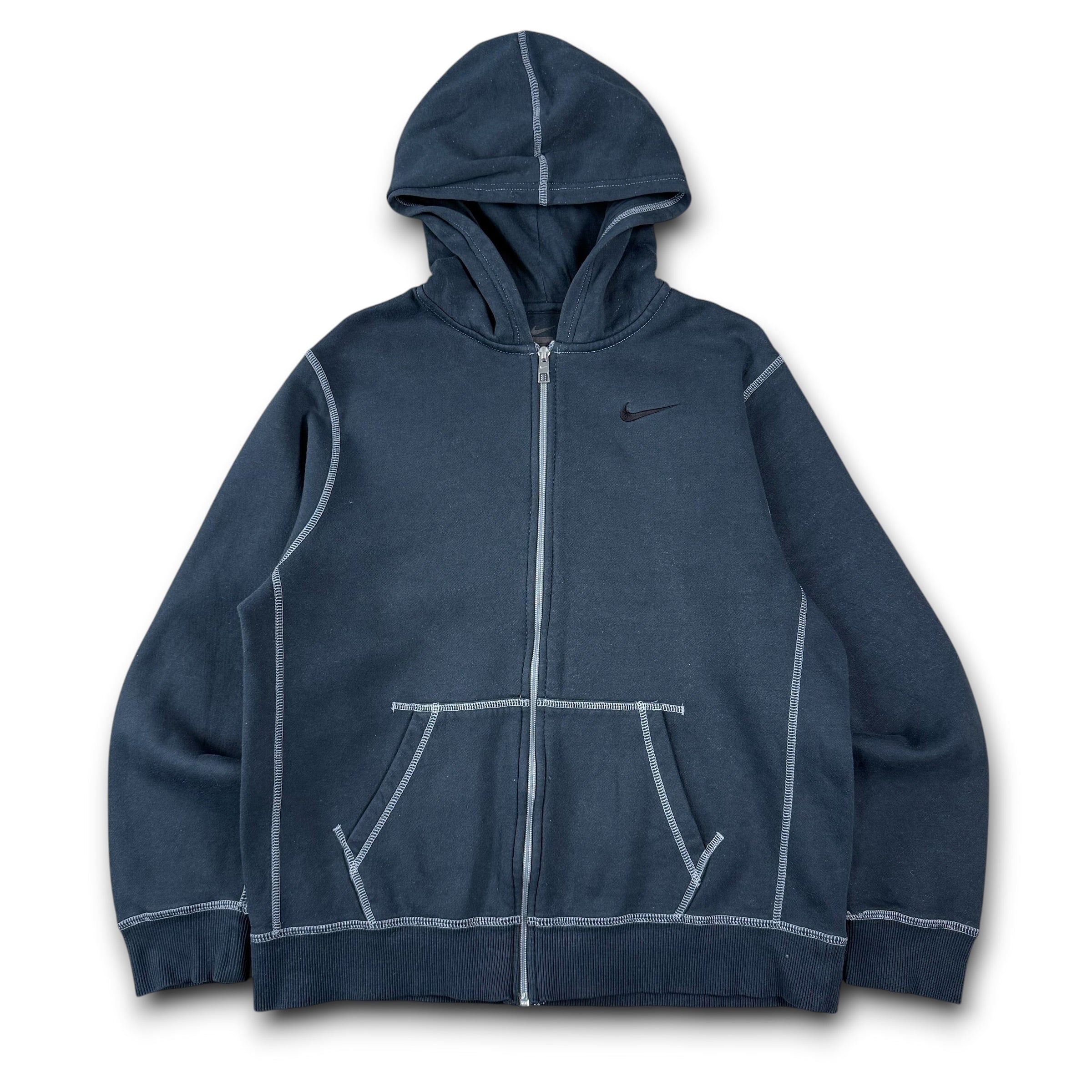 Nike 2000's contrast stitch embroidered zip up hoodie (S)