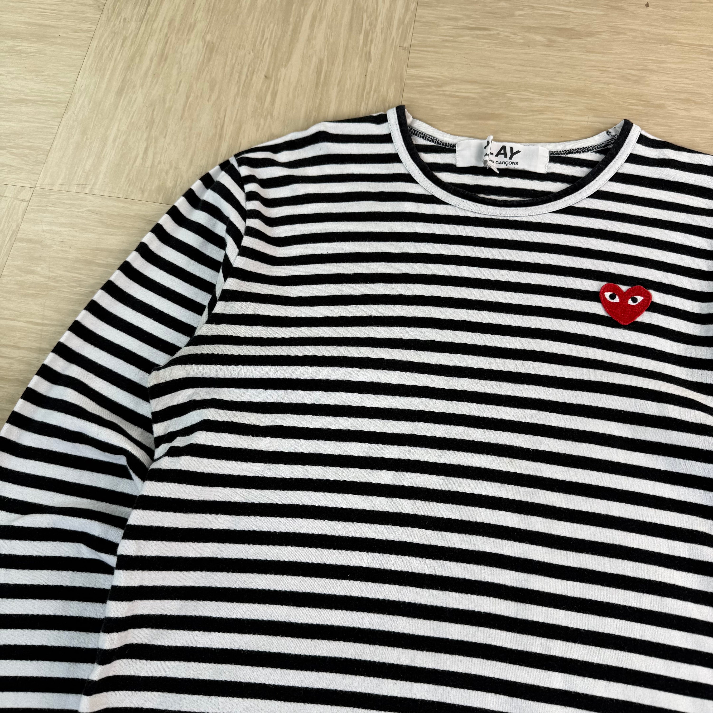 Comme des garçons 2000's play striped pullover long sleeve tee (L)