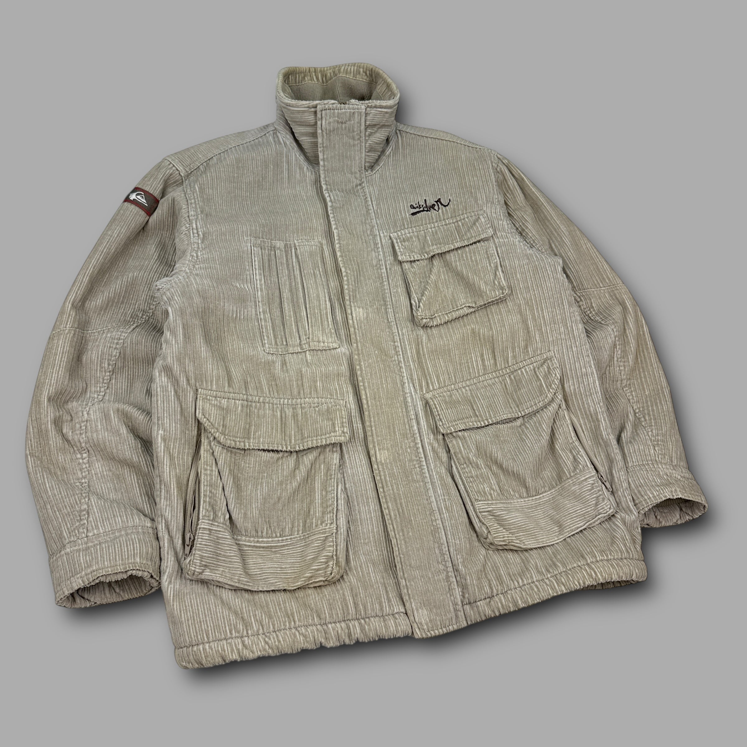 Quiksilver 2000's corduroy multi-pocket zip up jacket (M)