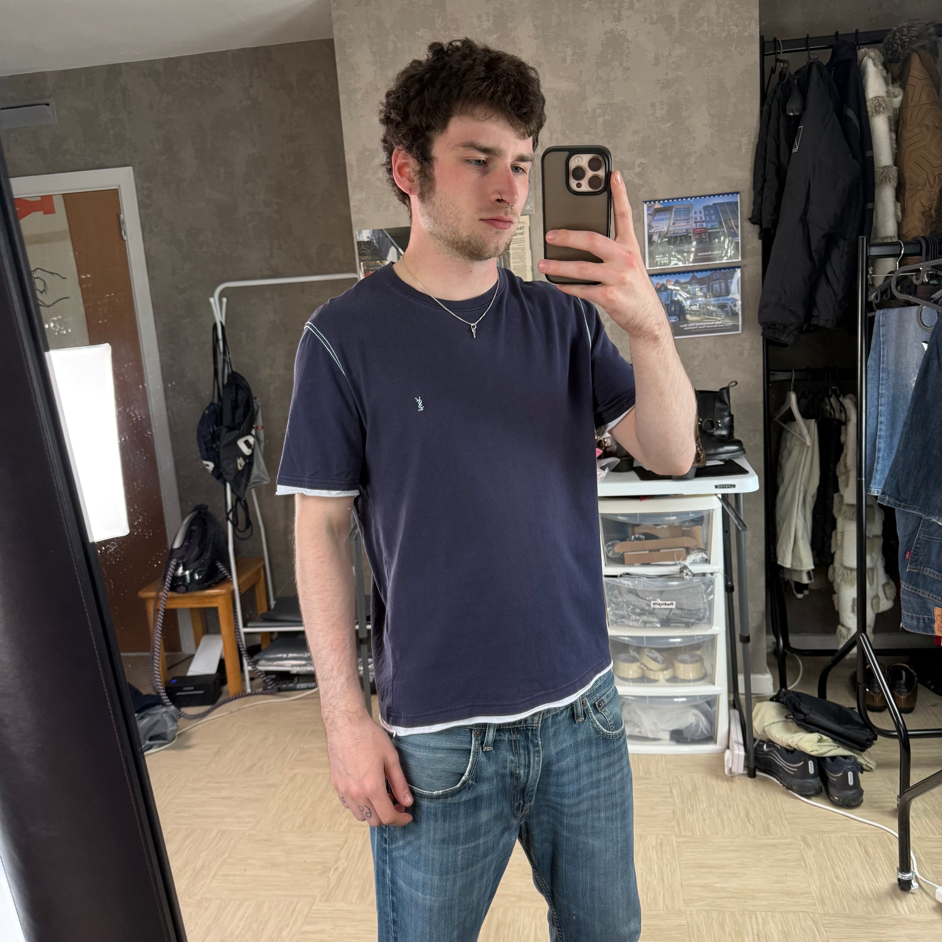 Yves saint laurent 2000's embroidered YSL cotton tee (M)