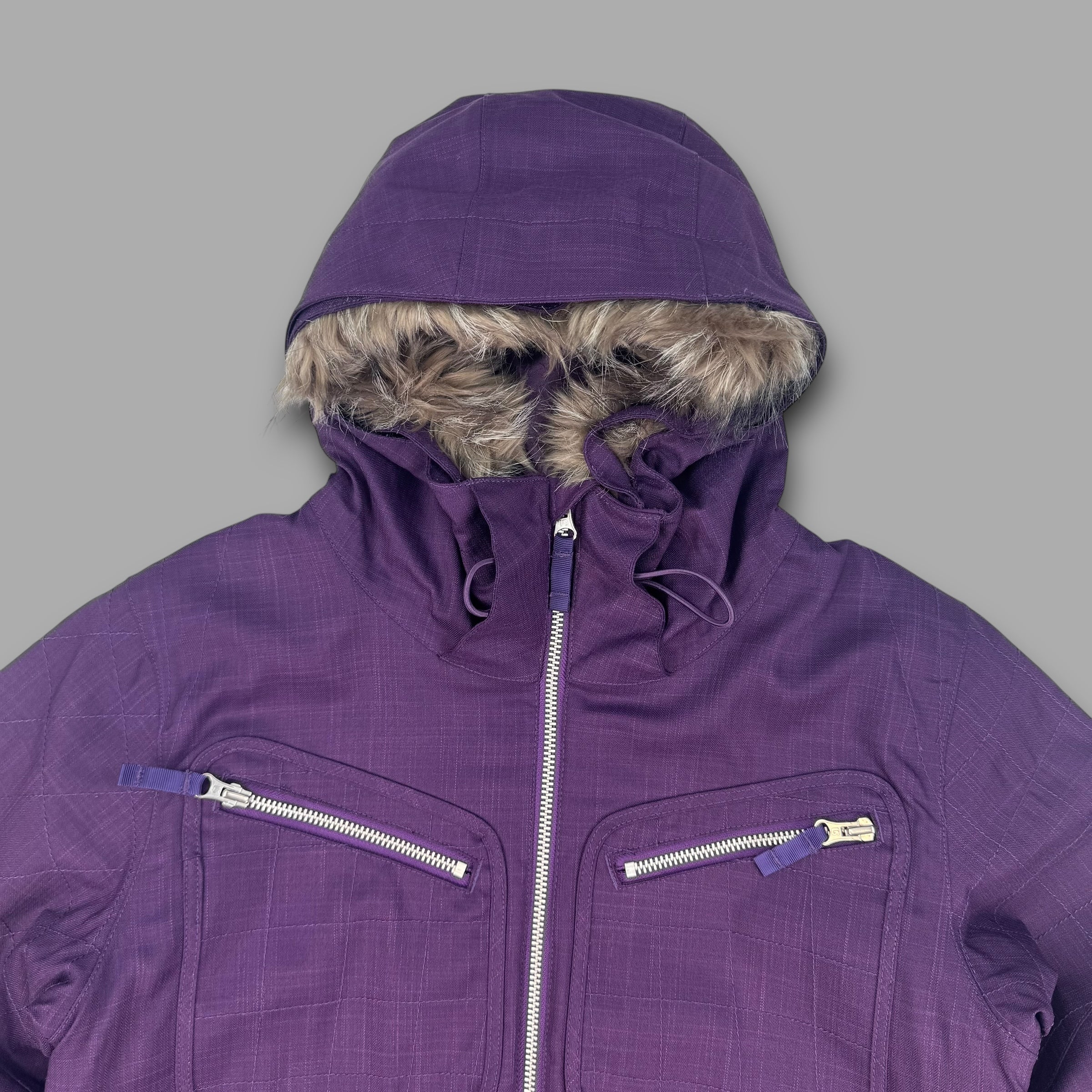 Burton 2000's technical multi-pocket fur hood softshell ski jacket (L) wms