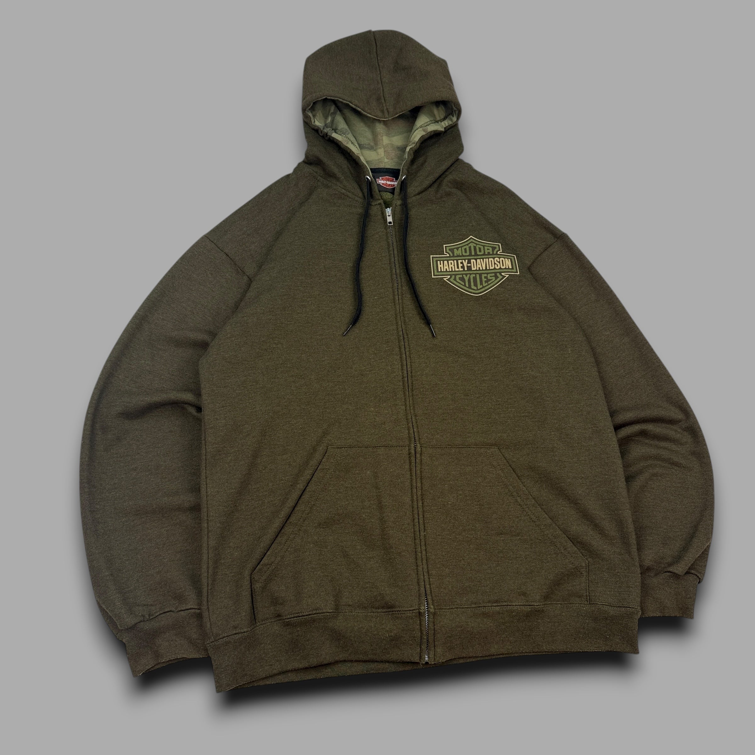 Harley Davidson 2000's zip up graphic spellout hoodie (L)
