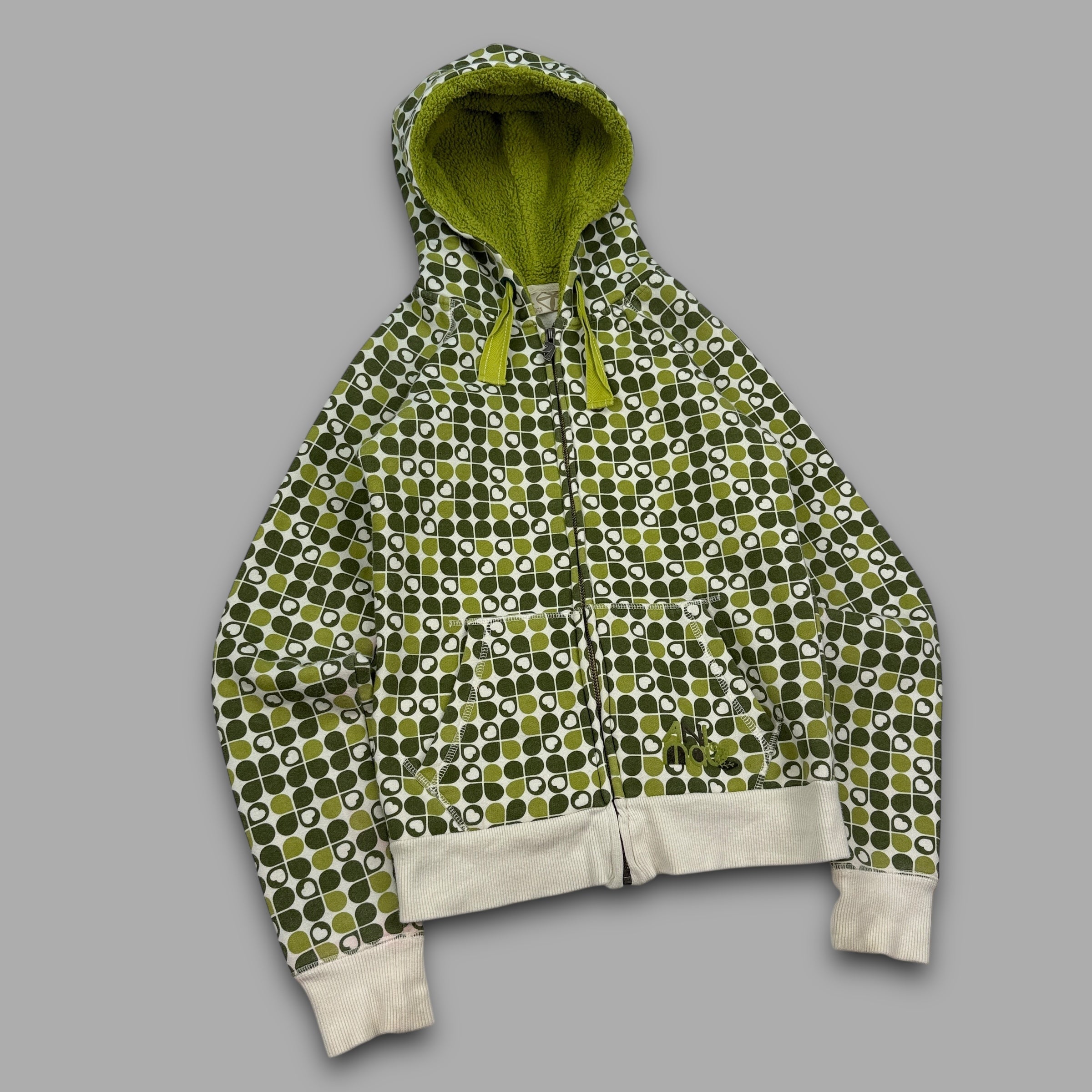 Animal 2000's graphic monogram fleece lined zip up hoodie (S) wms