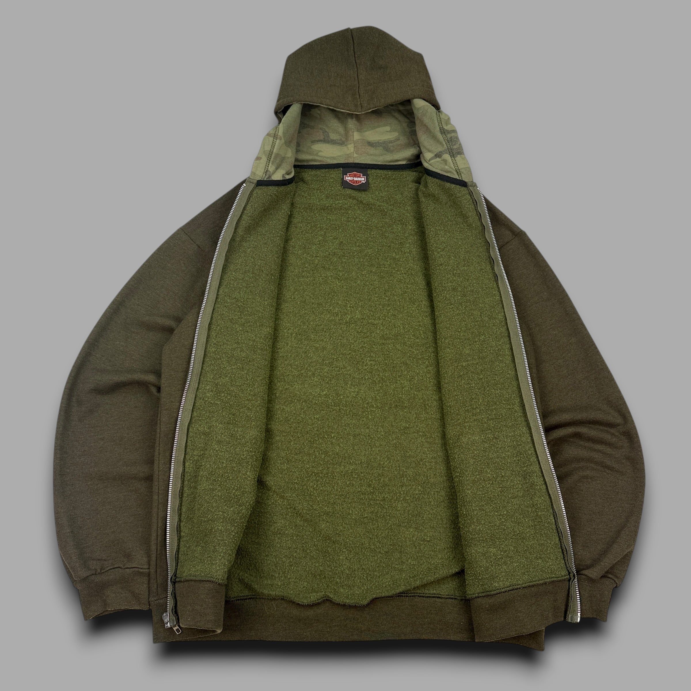 Harley Davidson 2000's zip up graphic spellout hoodie (L)