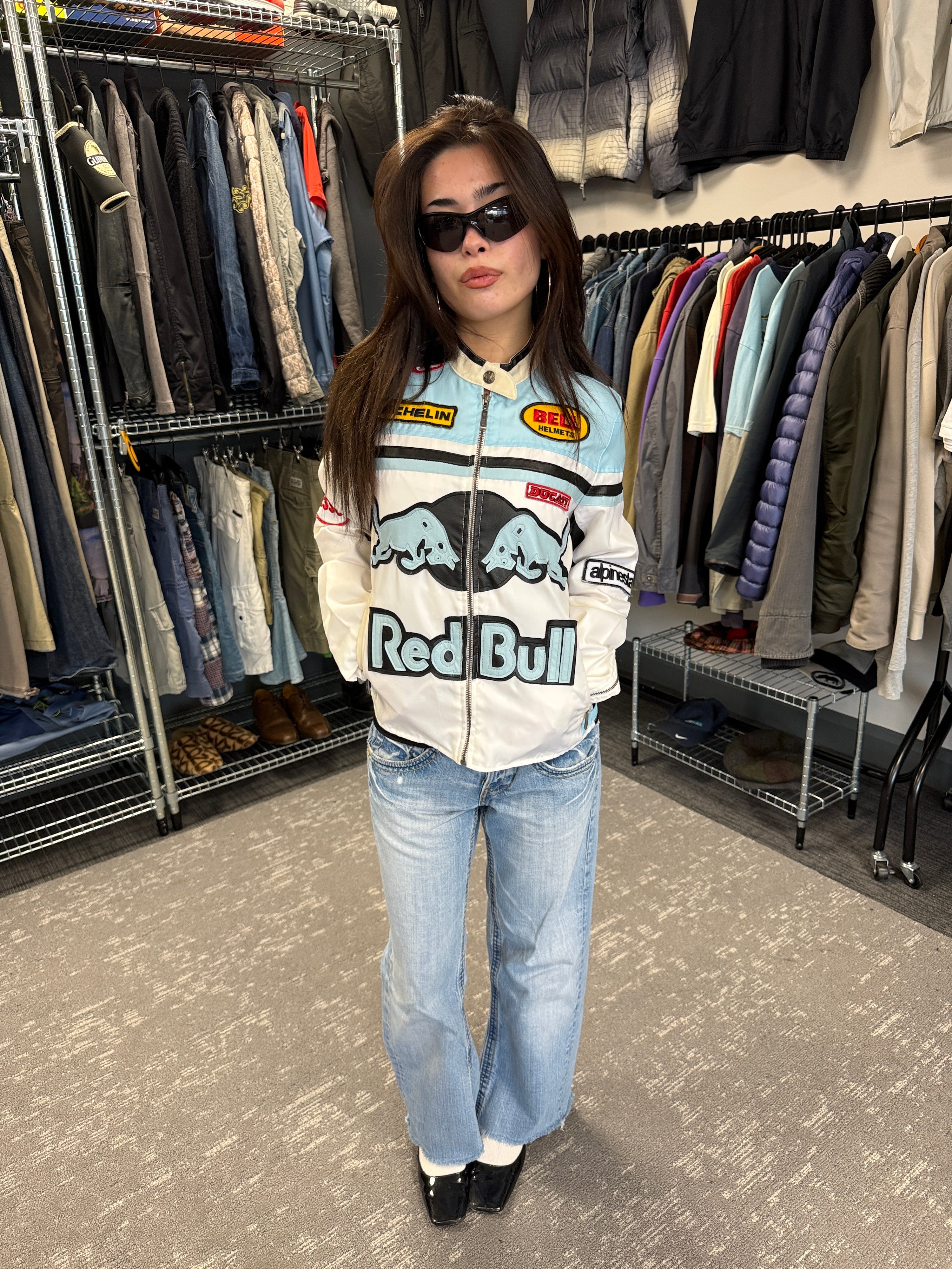 Redbull 2000's lightweight zip-up biker jacket (S)