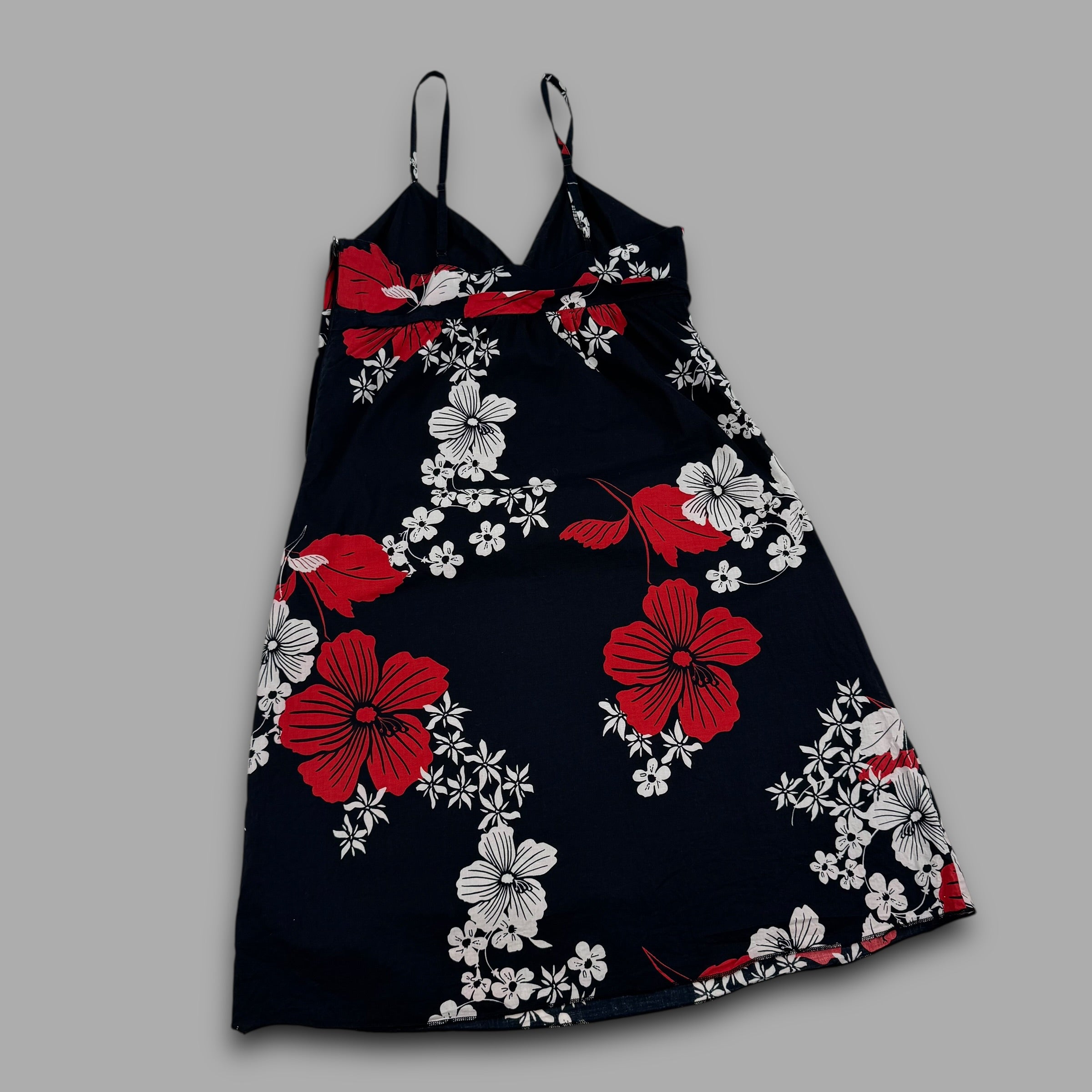 Roxy 2000's spaghetti strap v-neckline floral monogram mini dress (S) wms