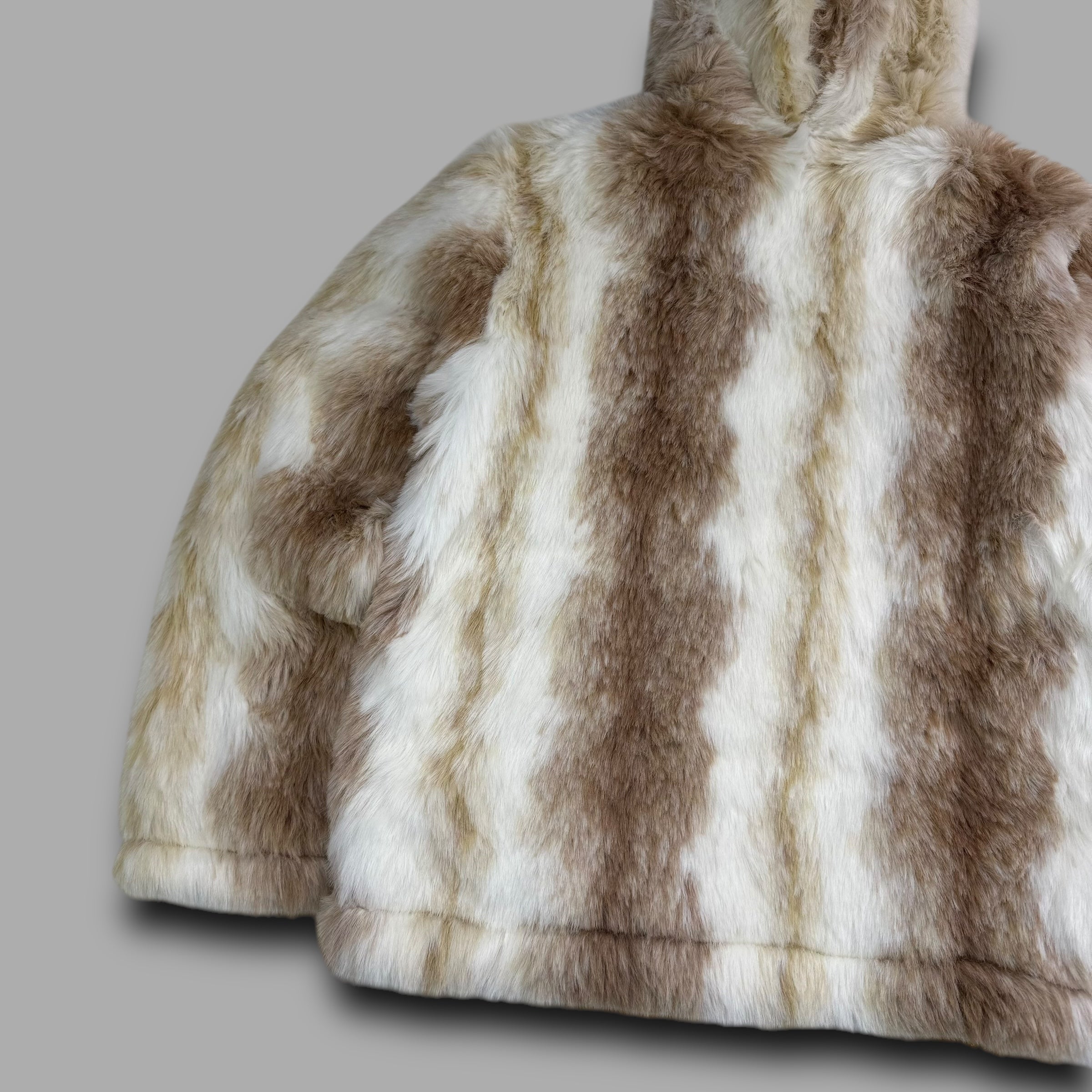 Tog24 1990's modacrylic faux fur zip up hooded jacket (M)