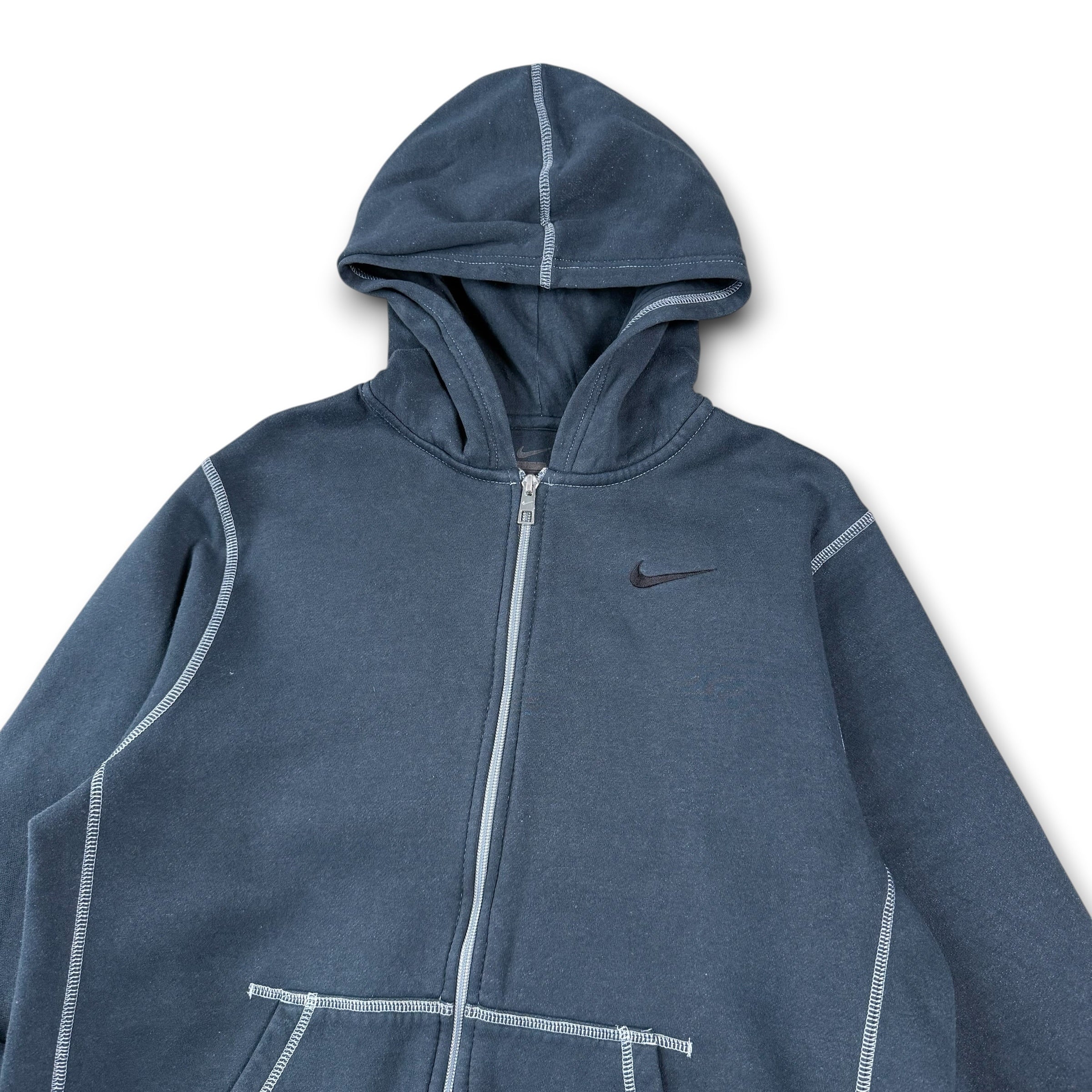 Nike 2000's contrast stitch embroidered zip up hoodie (S)