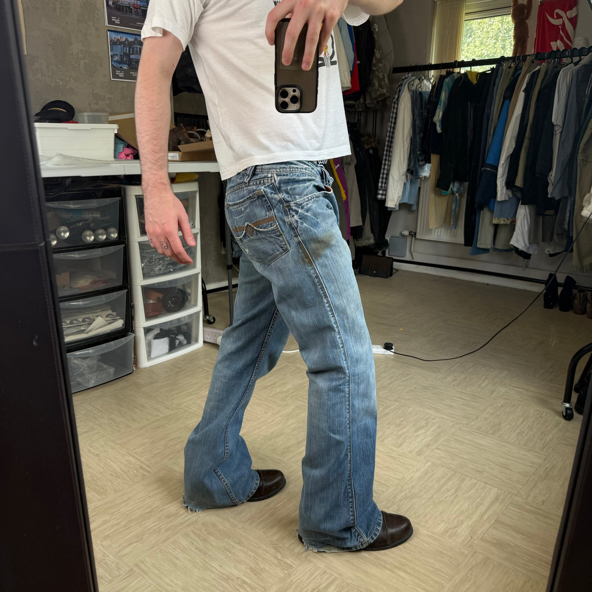 Diesel zaf 2000's relaxed flared bootcut denim jeans (S)