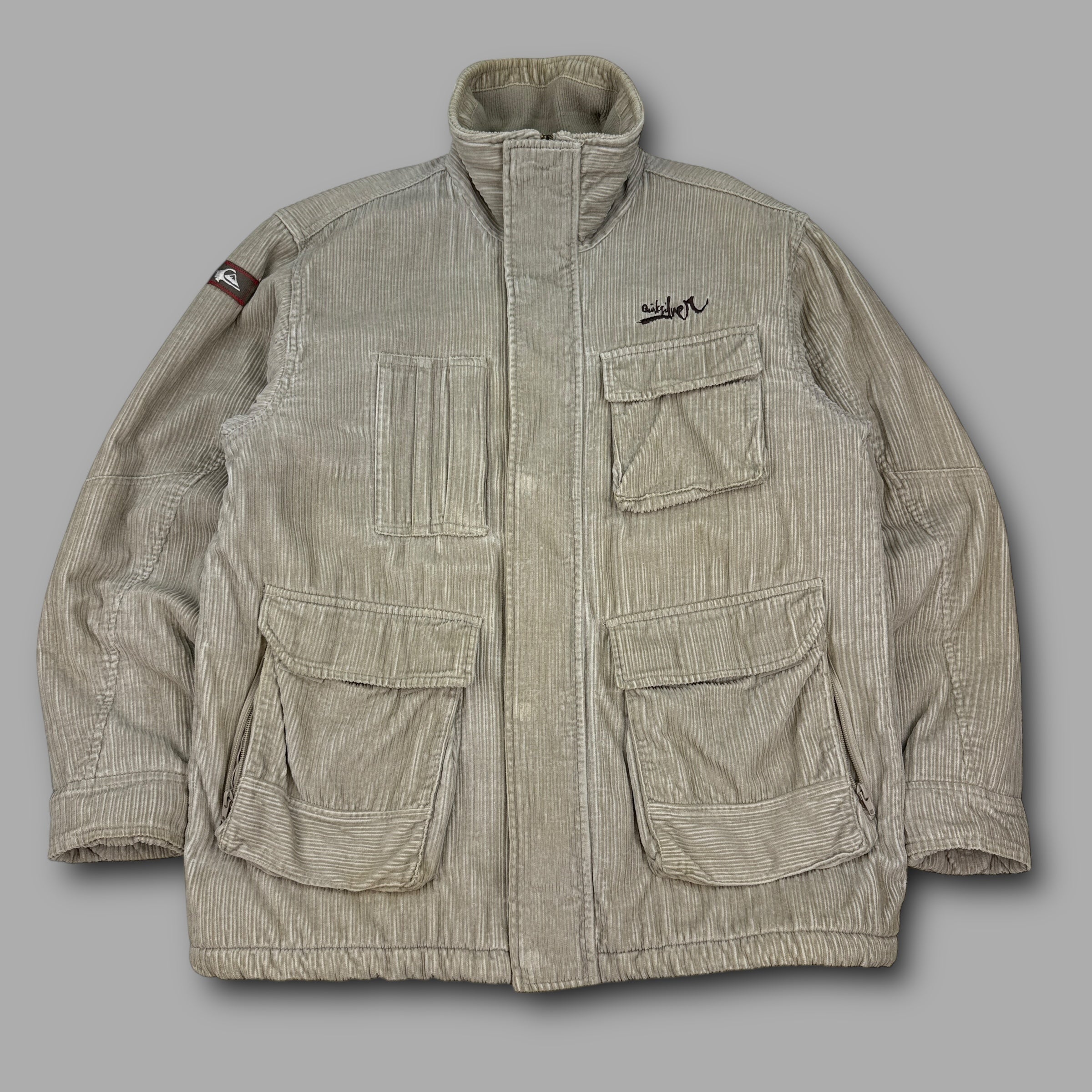 Quiksilver 2000's corduroy multi-pocket zip up jacket (M)