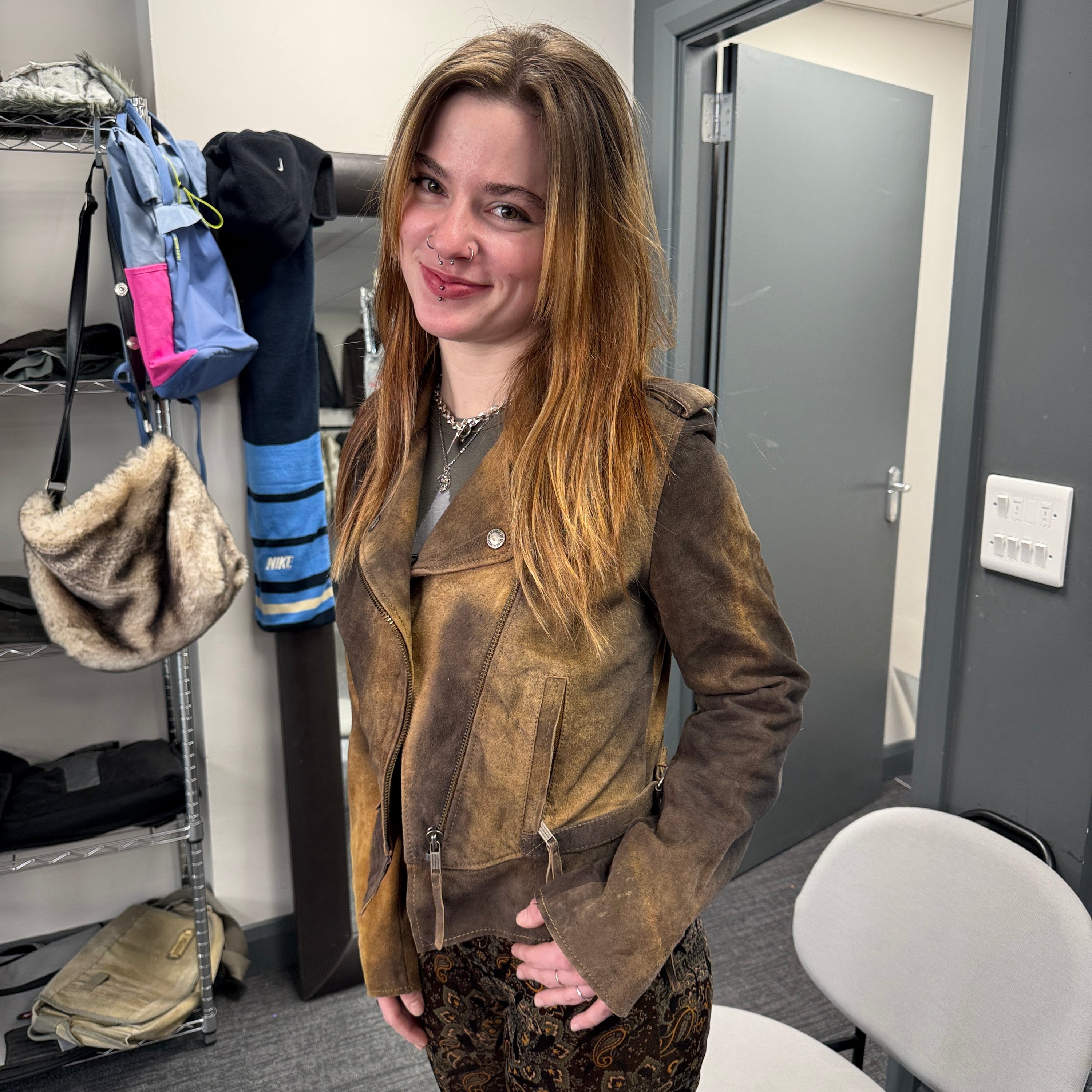 Diesel 2000's leather lambskin asymmetrical zip biker jacket (S) wms